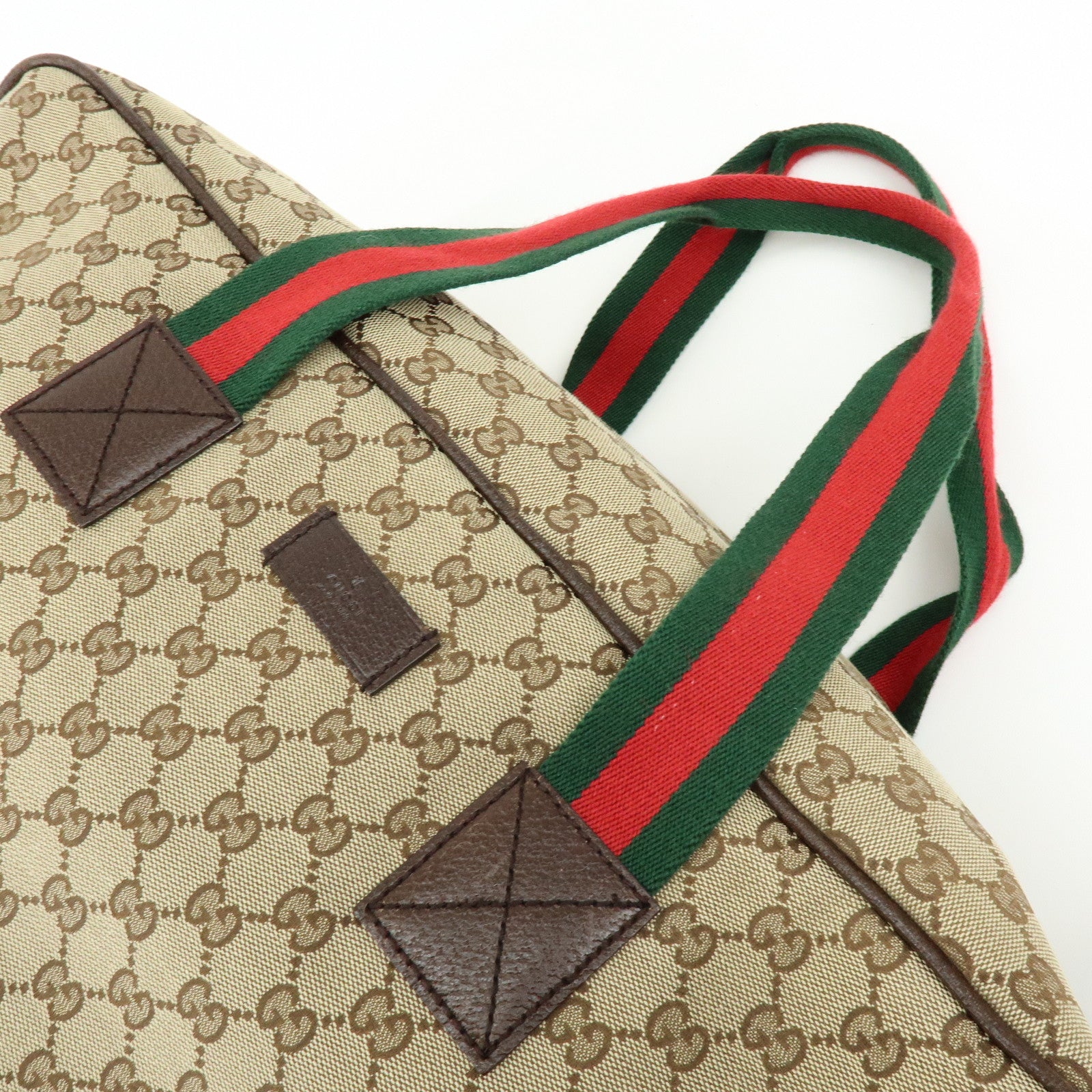 GUCCI Sherry GG Canvas Leather Boston Bag Beige Brown 146310