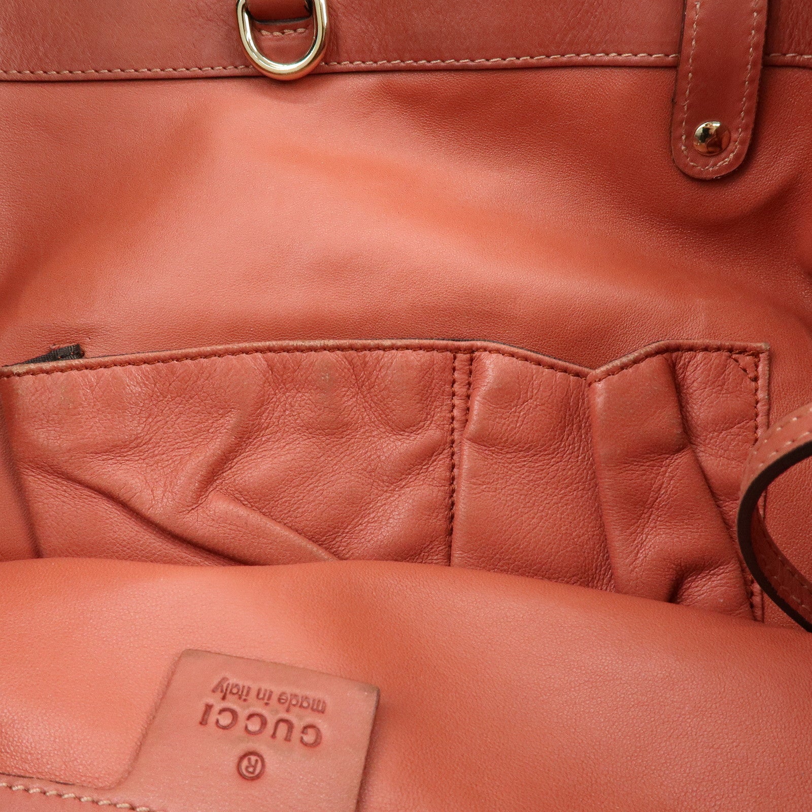 GUCCI Logo Leather Tote Bag Shoulder Bag Hand Bag Rose Pink 247209