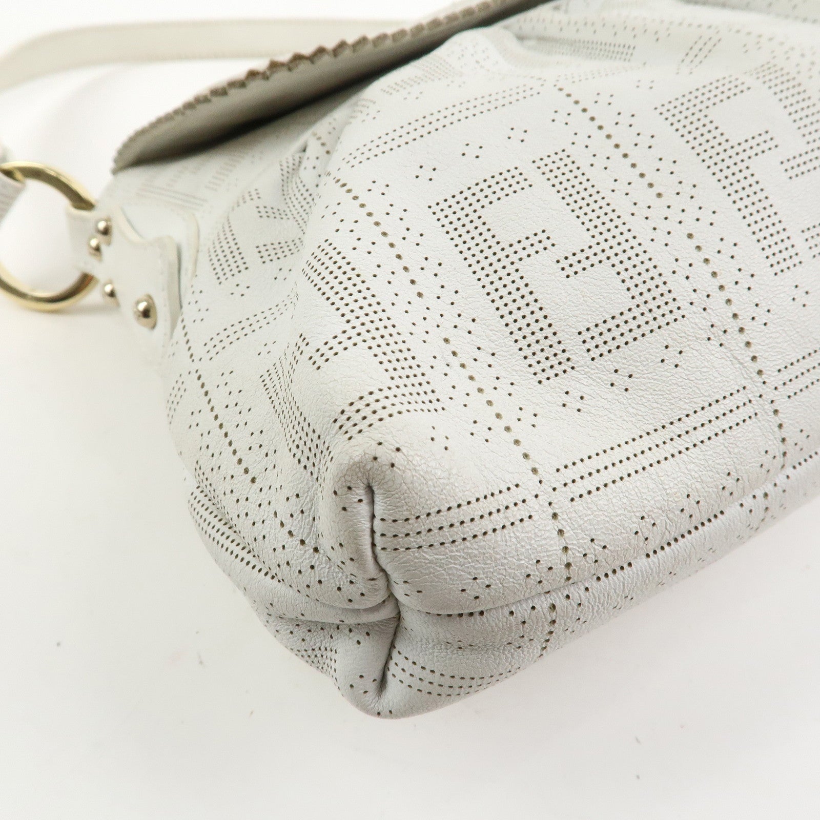FENDI Zucca Logo Leather Shoulder Bag Hand Bag White 8BR445