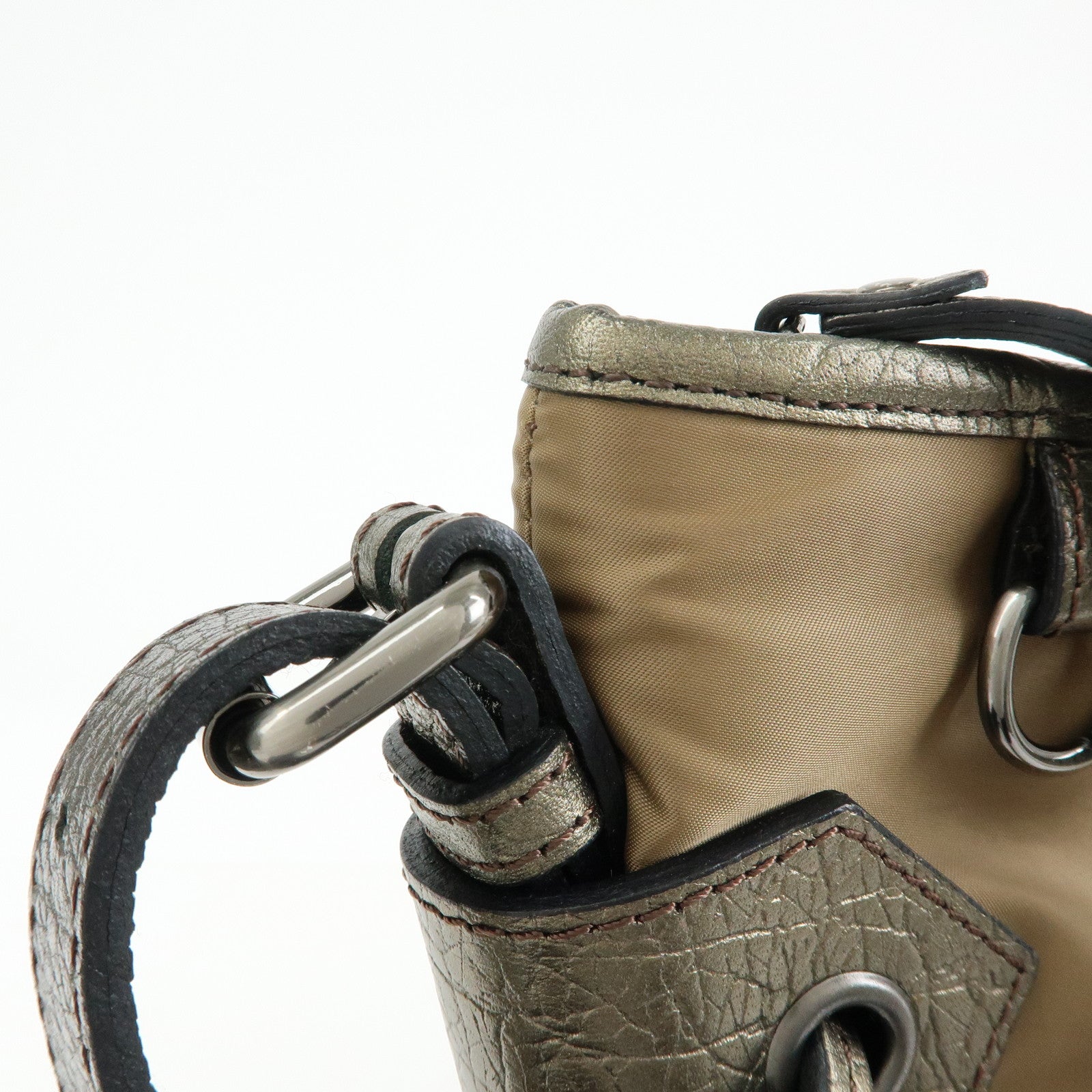 BURBERRY Nylon Leather Shoulder Bag Crossbody Bag Khaki