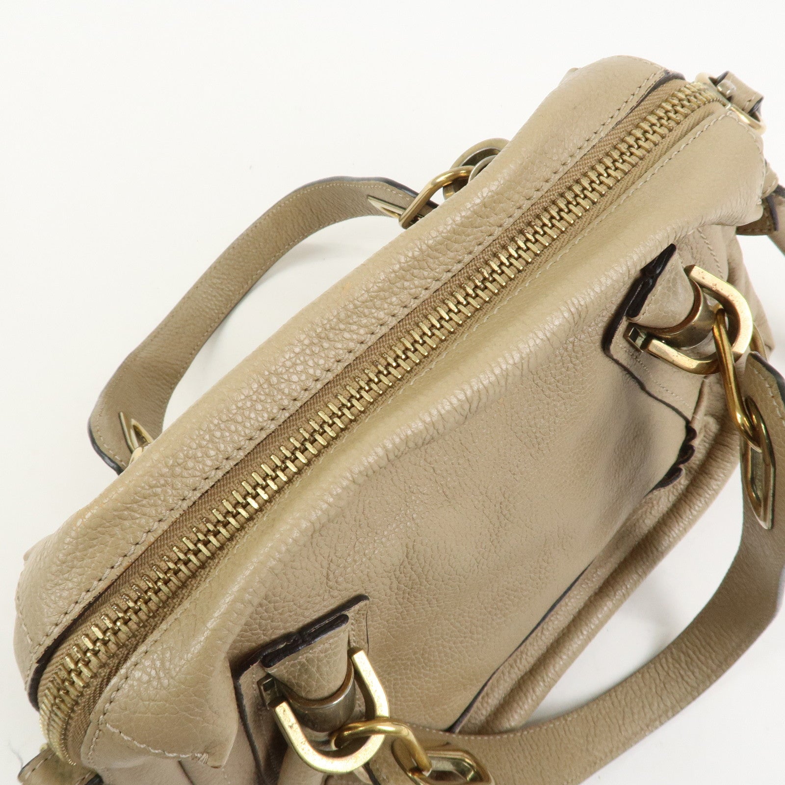 Chloe Parati Leather 2WAY Bag Shoulder Bag Beige