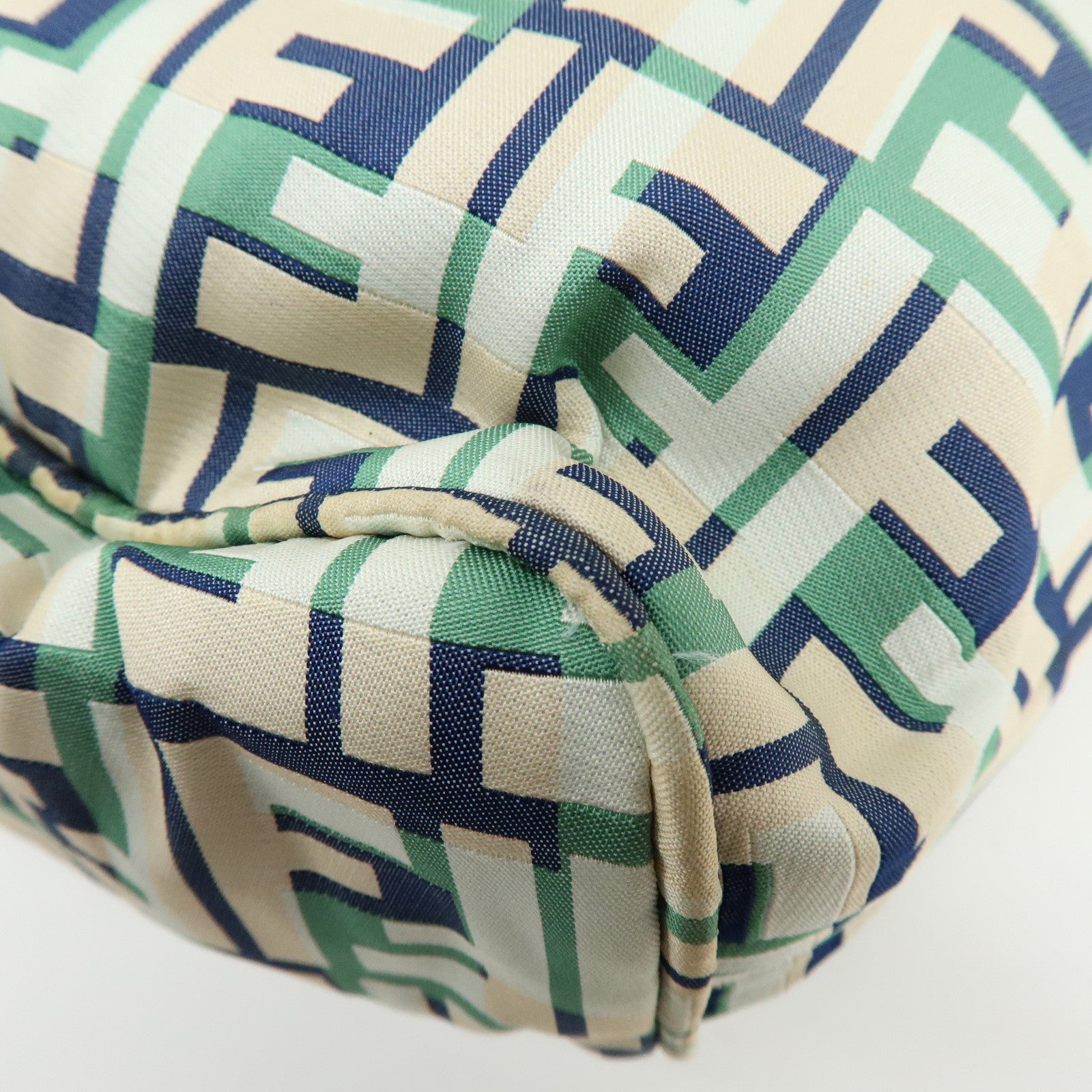 FENDI Zucca Nylon Leather Tote Bag Shoulder Bag Navy Green