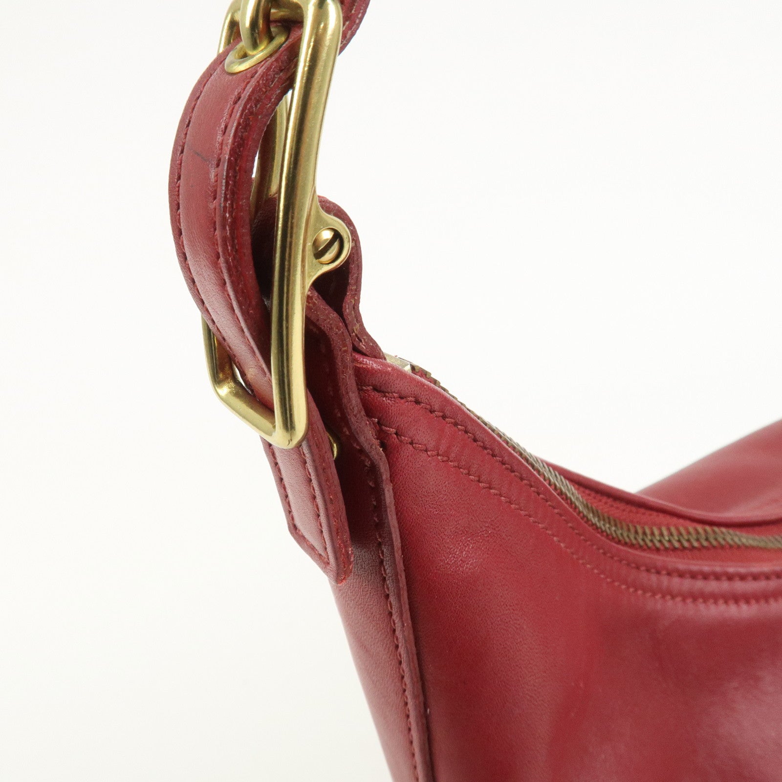 COACH Leather Shoulder Bag Hand Bag Red
