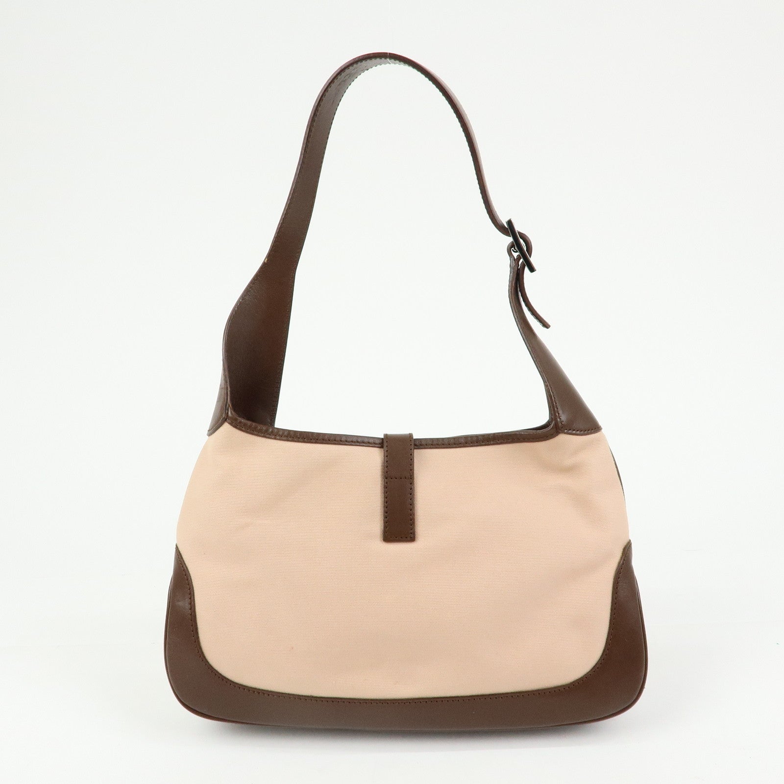 GUCCI Jackie Canvas Leather Shoulder Bag Pink Brown 001・3785