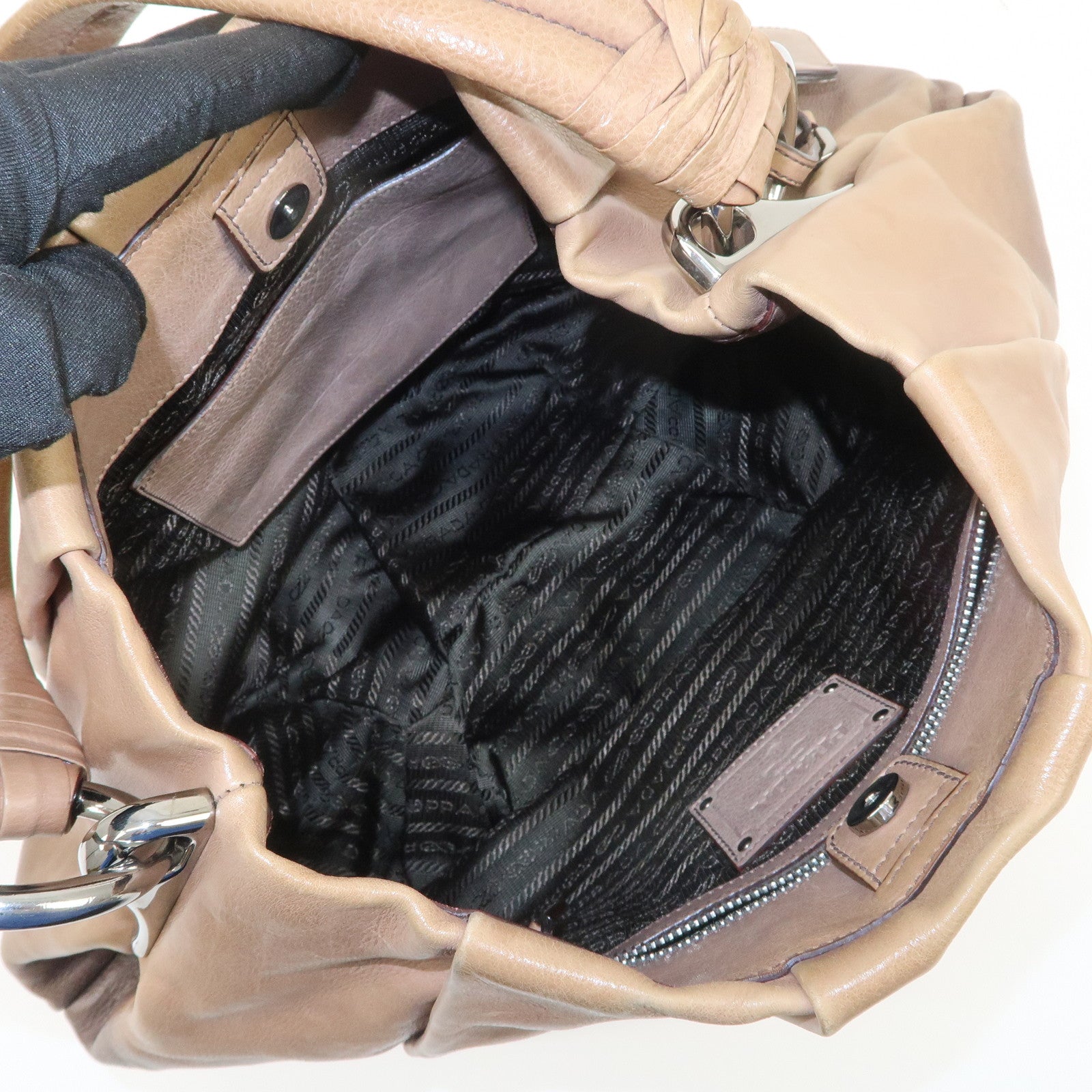 PRADA Leather Gradation Shoulder Bag Brown BR4070