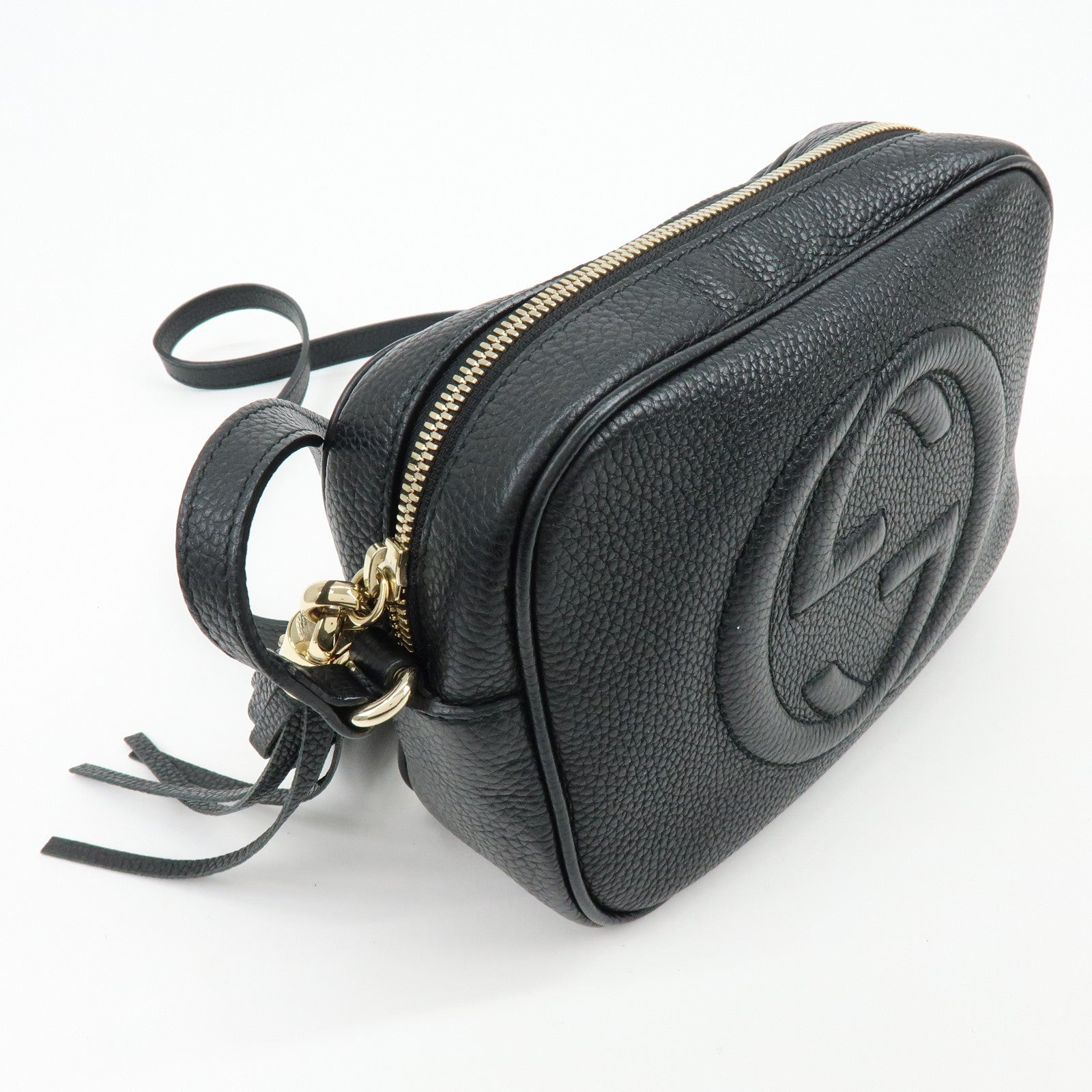 GUCCI SOHO Leather Shoulder Crossbody Bag Black 308364