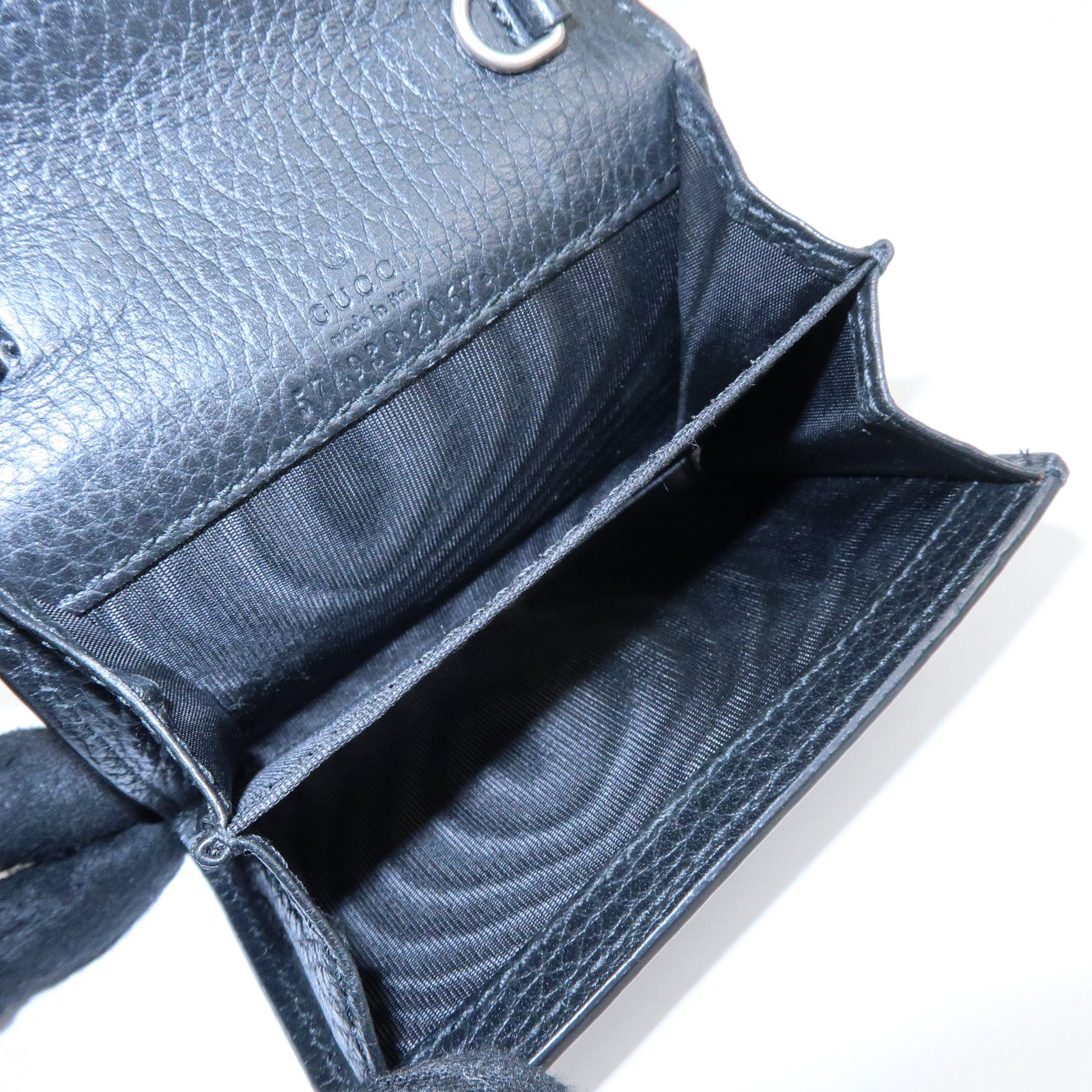 GUCCI Dionysus Leather Compact Wallet Coin Case Black 574930