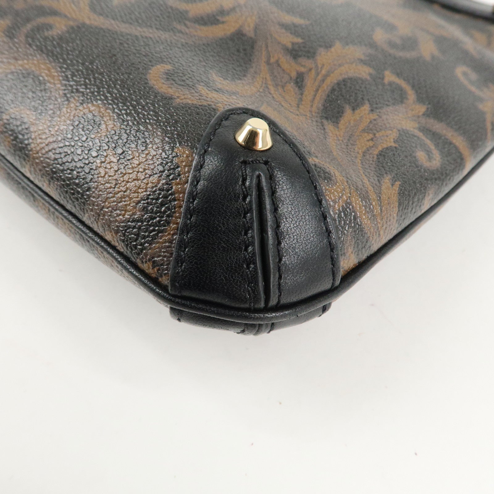 GIANNI VERSACE Medusa Chain Shoulder Bag Hand Bag Black Brown Used