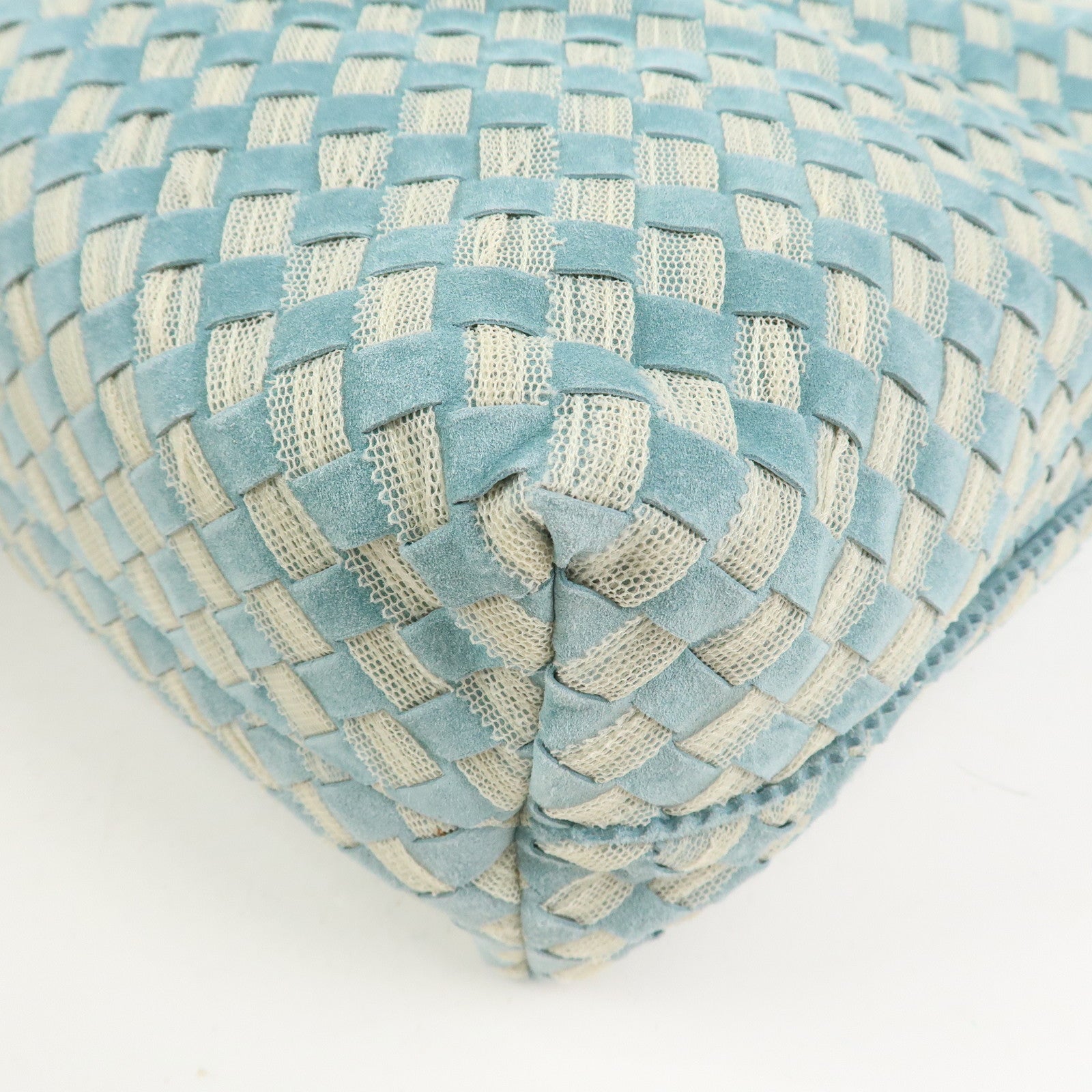 BOTTEGA VENETA Intrecciato Suede Shoulder Bag Light Blue 115807