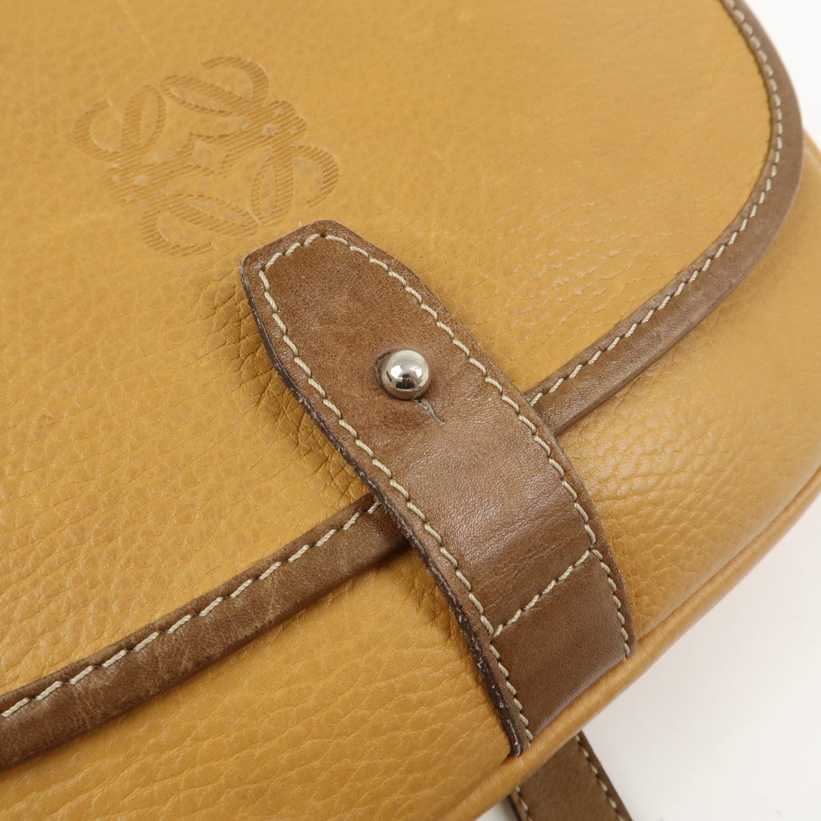 LOEWE Anagram Logo Leather Shoulder Bag Crossbody Bag Brown