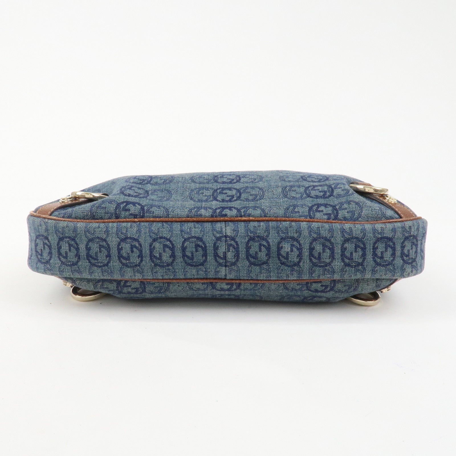 GUCCI Abbey GG Denim Canvas Leather Shoulder Bag Hand Bag 130738