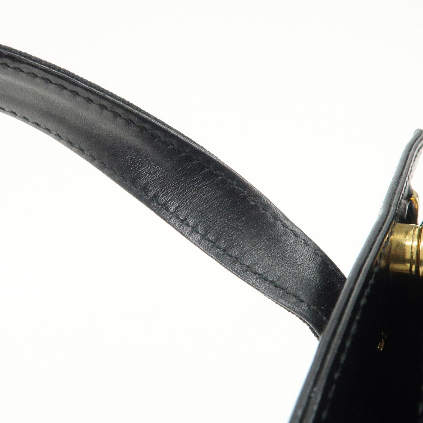 Ferragamo Gancini Leather 2Way Bag Hand Bag Shoulder Bag Black