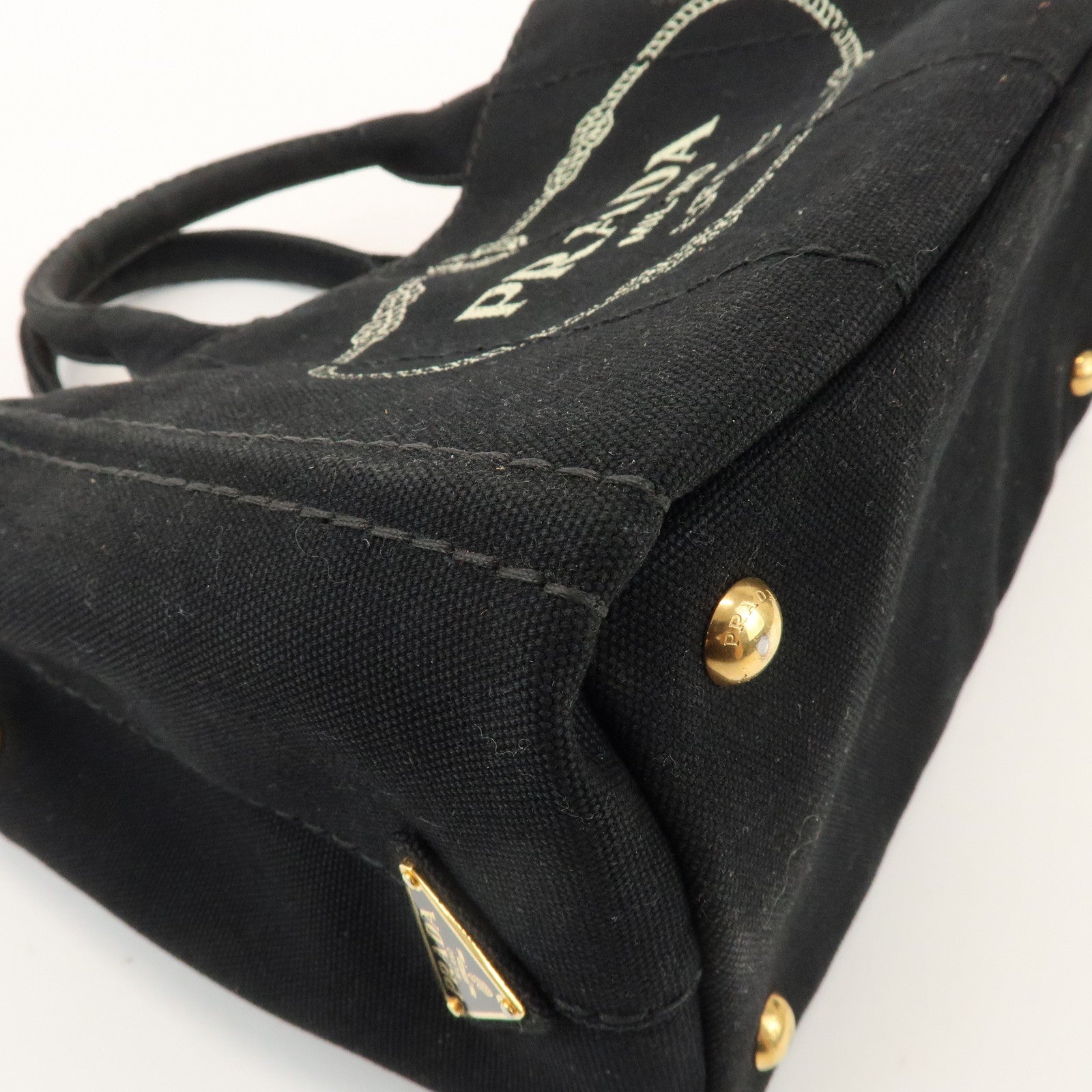 PRADA Canapa Mini Canvas 2Way Bag Hand Bag Black 1BG439