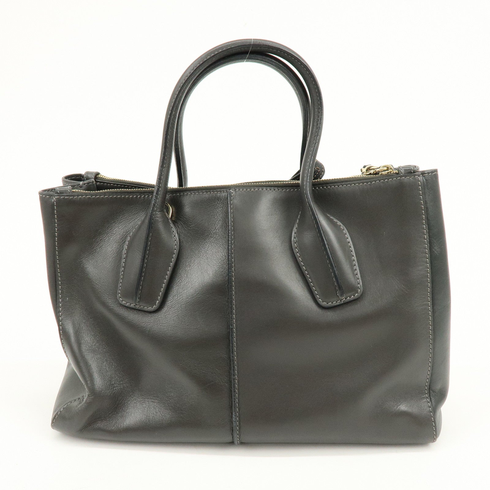 TOD’S D Cube Leather 2Way Bag Hand Bag Shoulder Bag Dark Gray