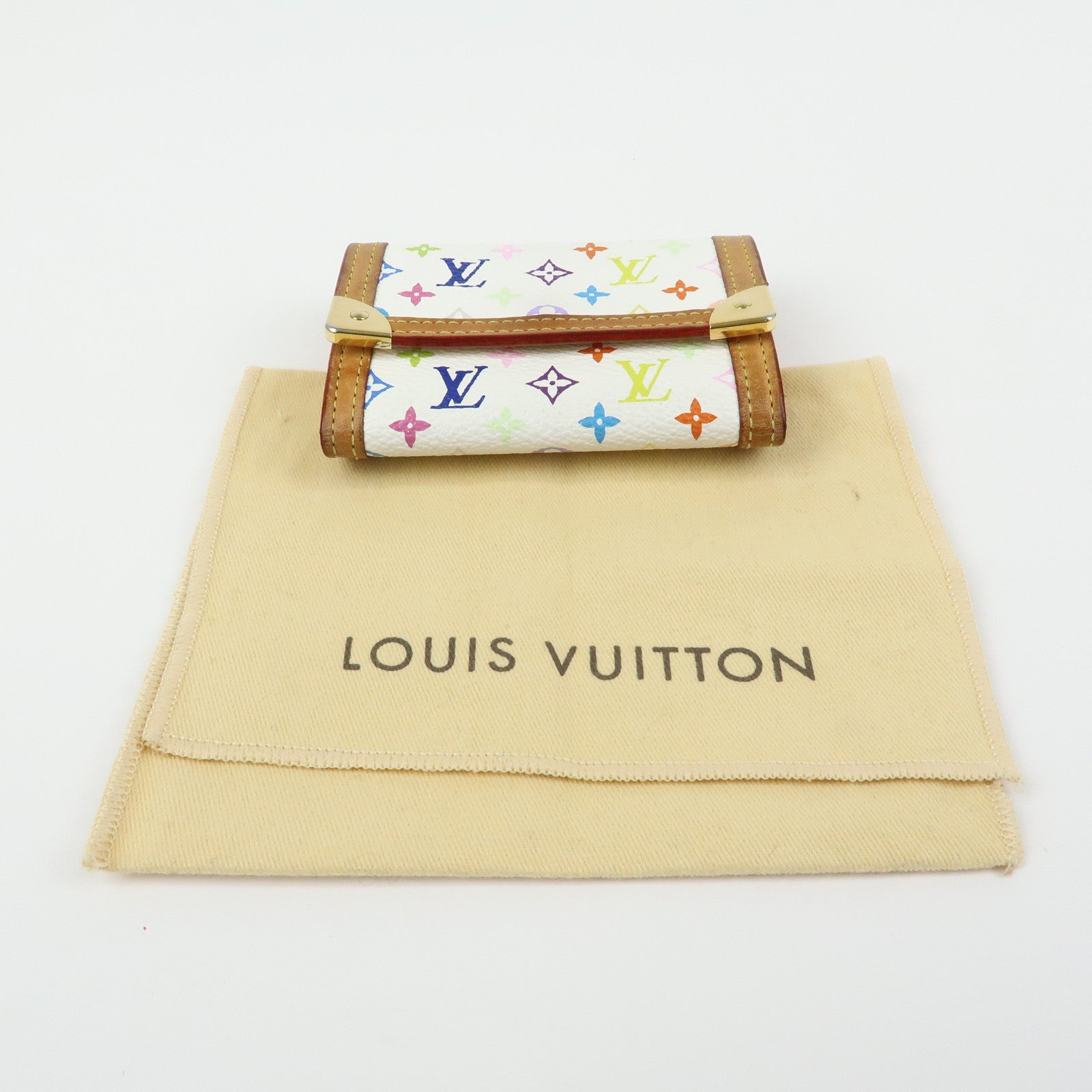 Louis Vuitton Multicolor Porte Monnaie Plat Coin Case Blanc M92657