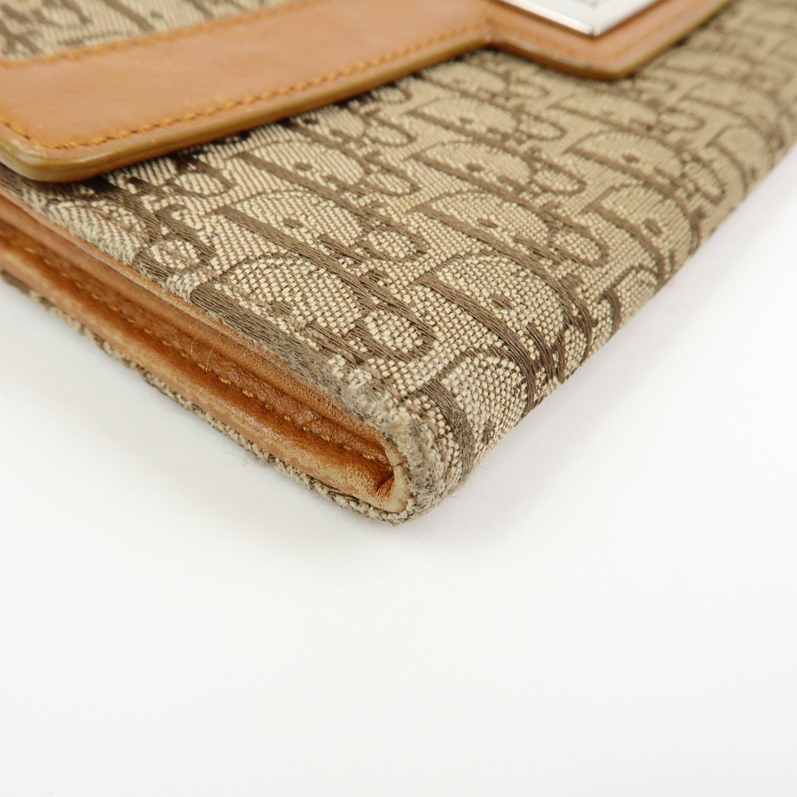 Christian Dior Trotter Street Chic Canvas Leather Long Wallet Brown