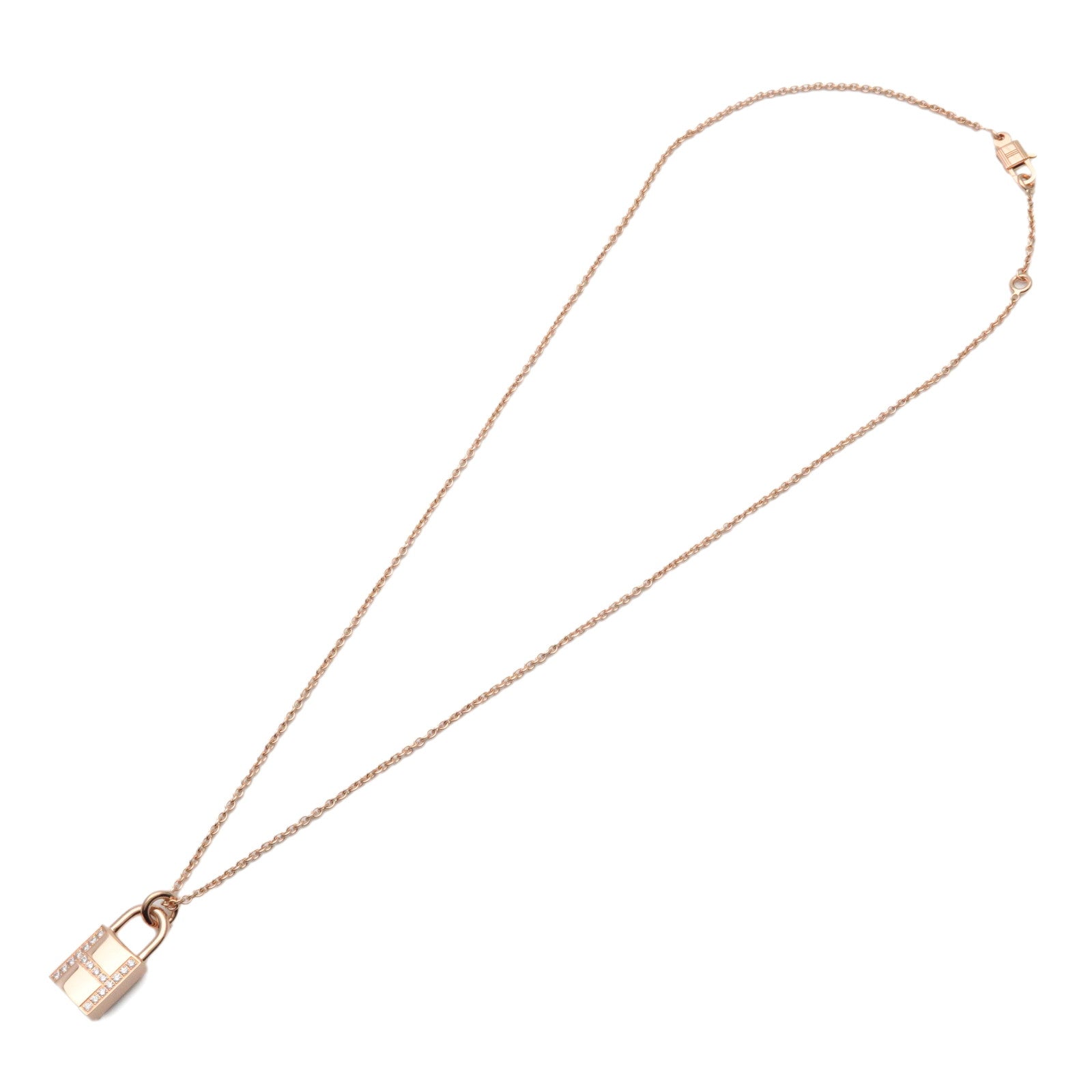 HERMES Kelly Cadena Diamond Necklace K18PG 750PG Rose Gold