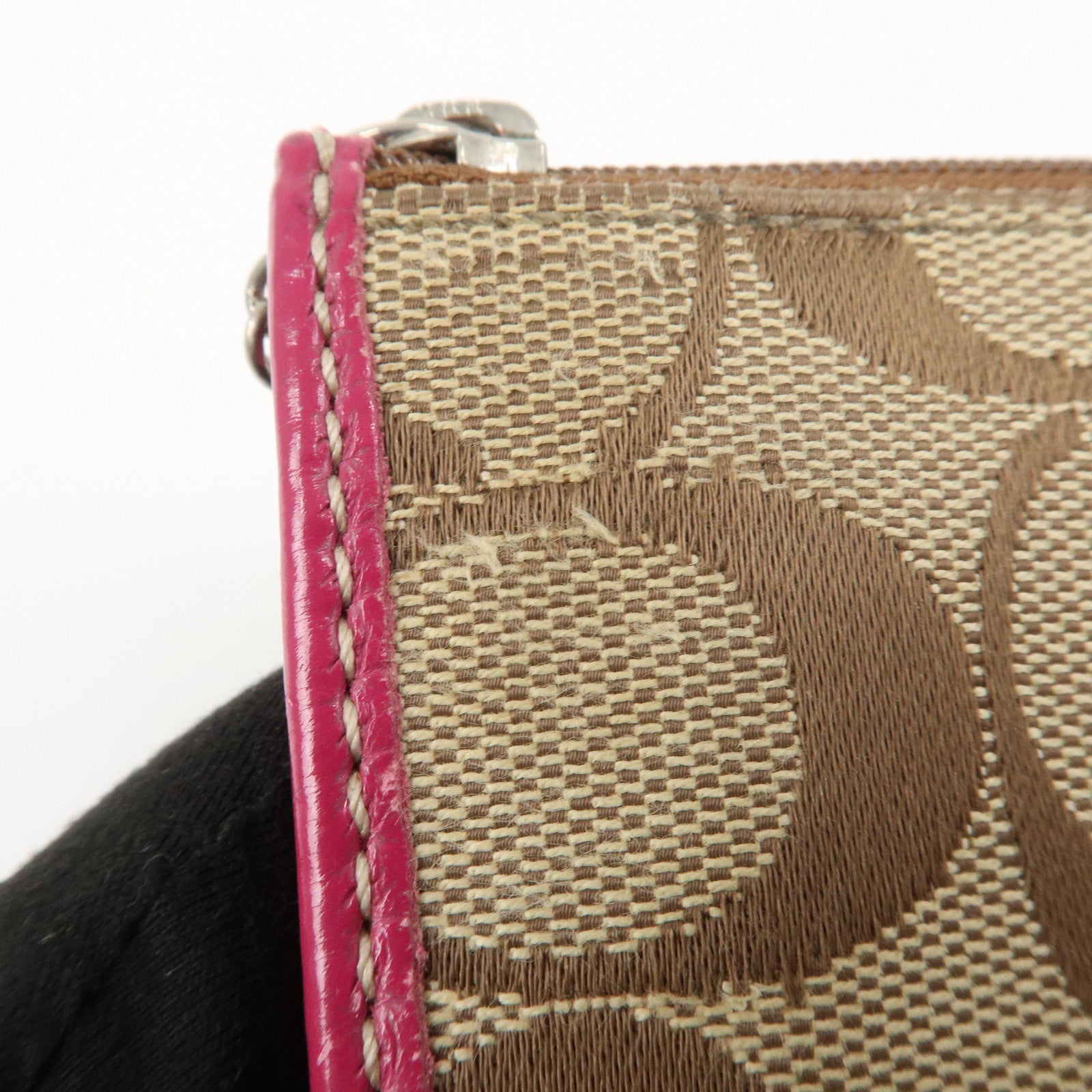 COACH Satin Canvas Set Of 2 Coin Case Card Case Beige Multicolor