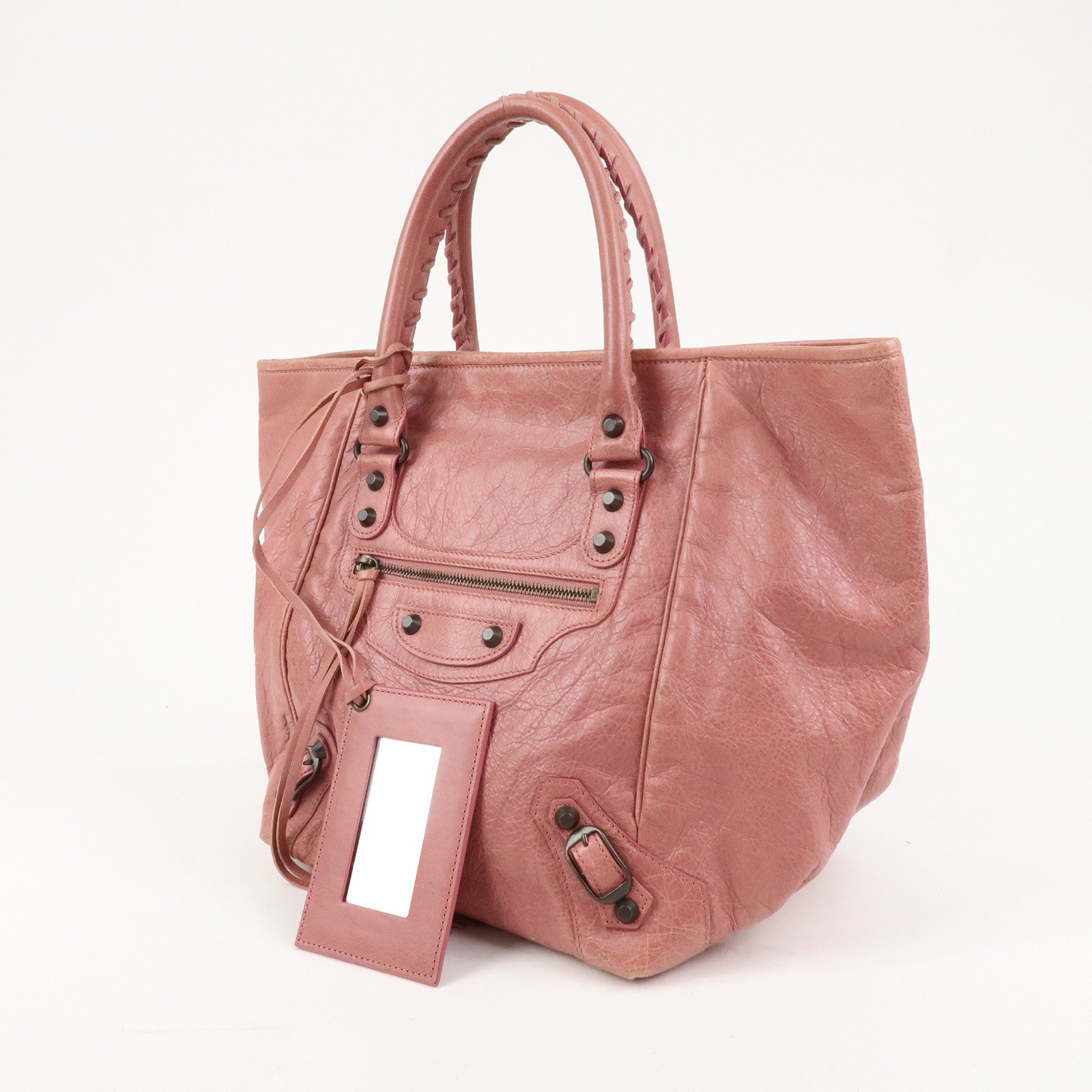 BALENCIAGA The Sunday Leather Tote Bag Hand Bag Pink 228750