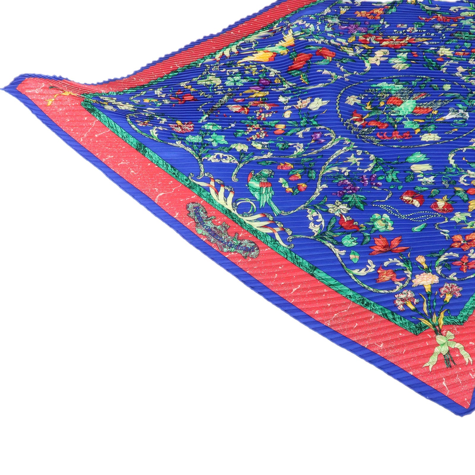 HERMES  Carre 90 Silk 100% Pleats Scarf PIERRES d' ORIENT et OGGIDENT Blue