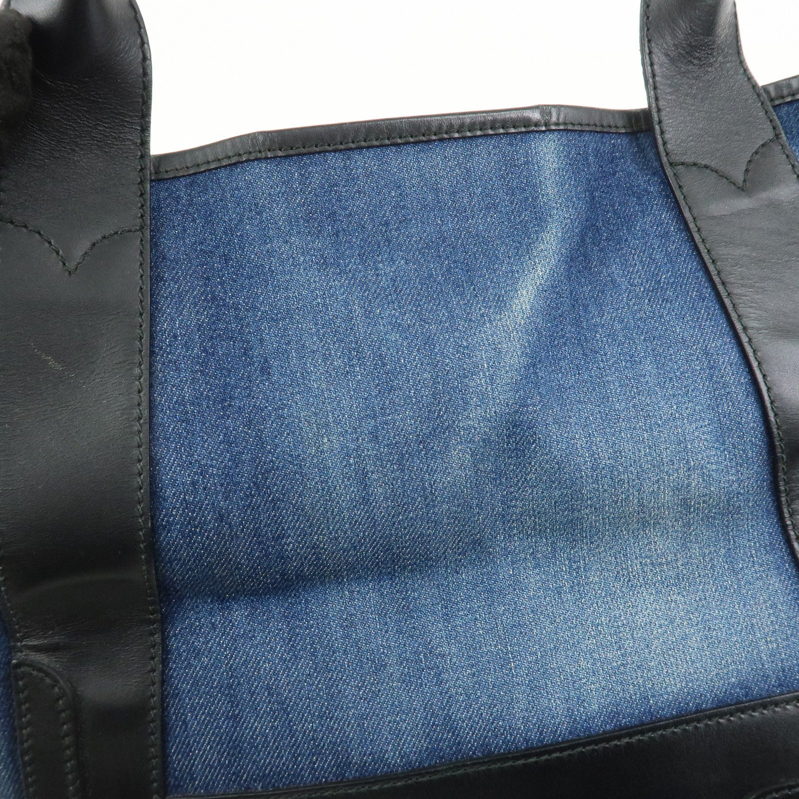 BALENCIAGA Navy Cabas Small Tote Bag Hand Bag Denim Black 339933