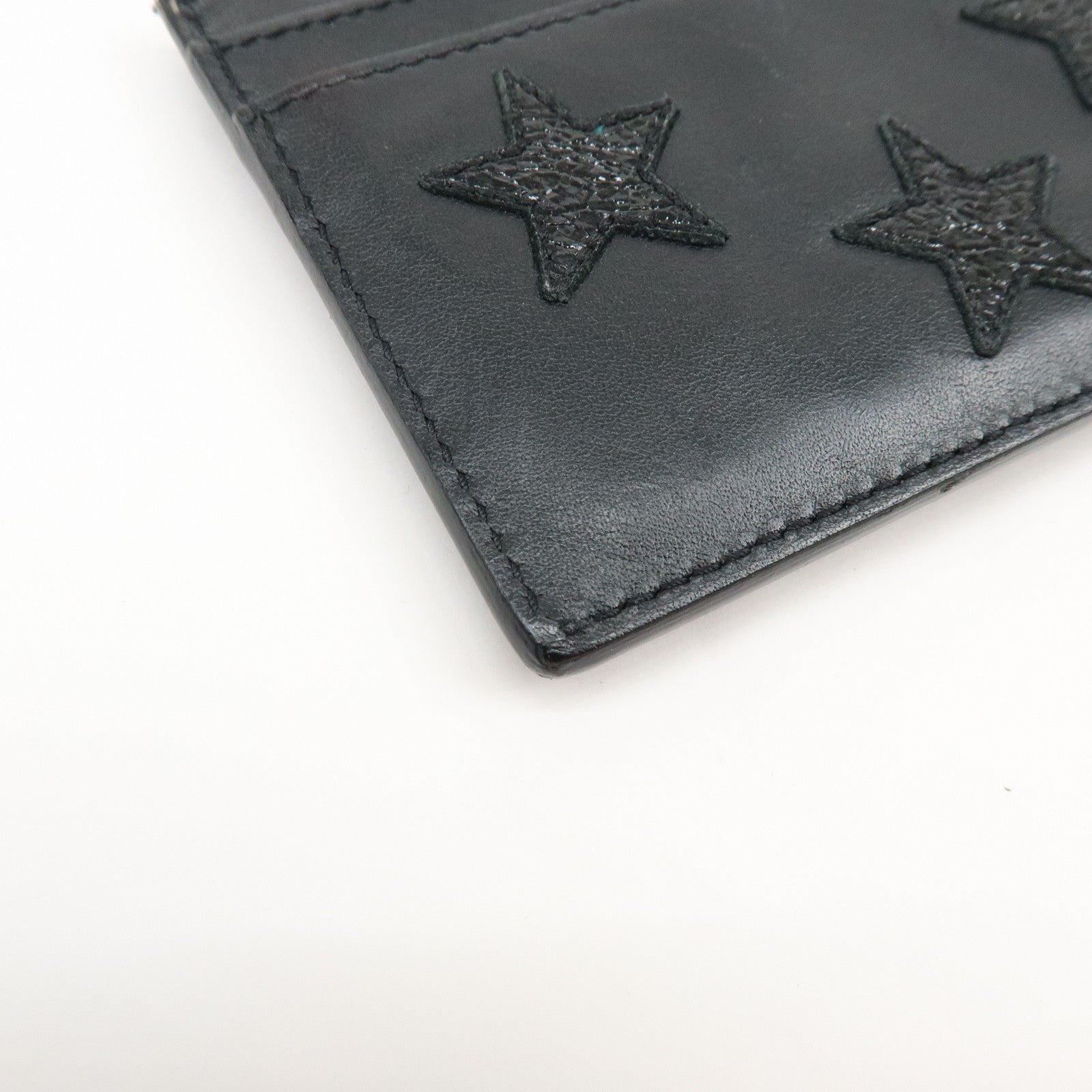 SAINT LAURENT PARIS Cassandra Leather Card Case Star Black 447876