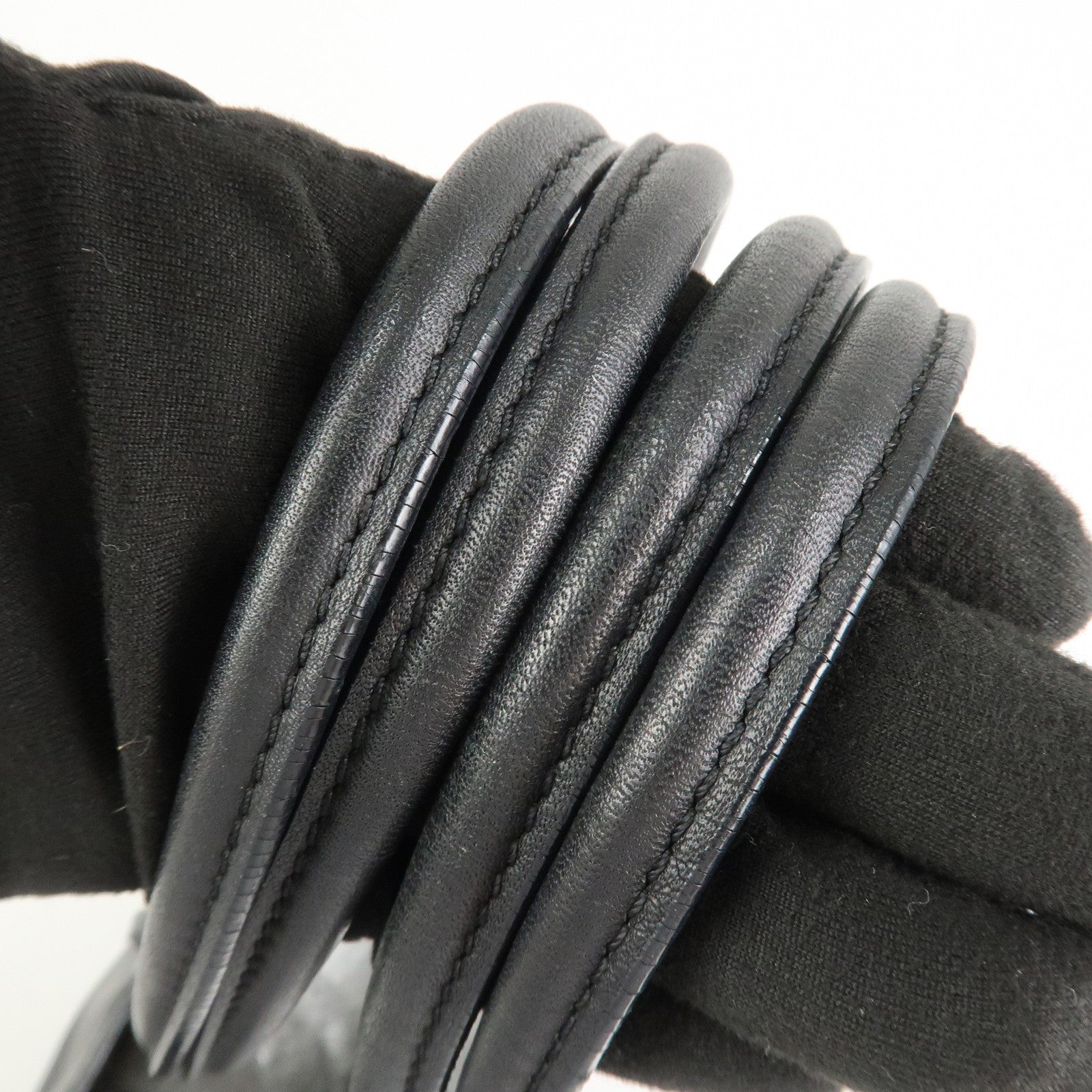 LOEWE Logo Leather Shopper Tote Bag Shoulder Bag Hand Bag Black