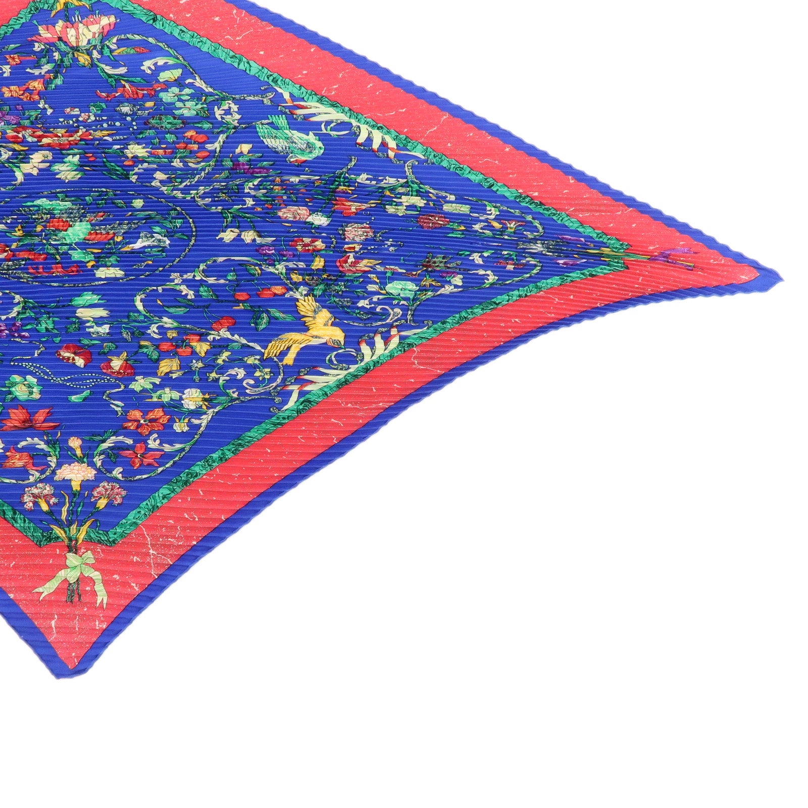 HERMES  Carre 90 Silk 100% Pleats Scarf PIERRES d' ORIENT et OGGIDENT Blue