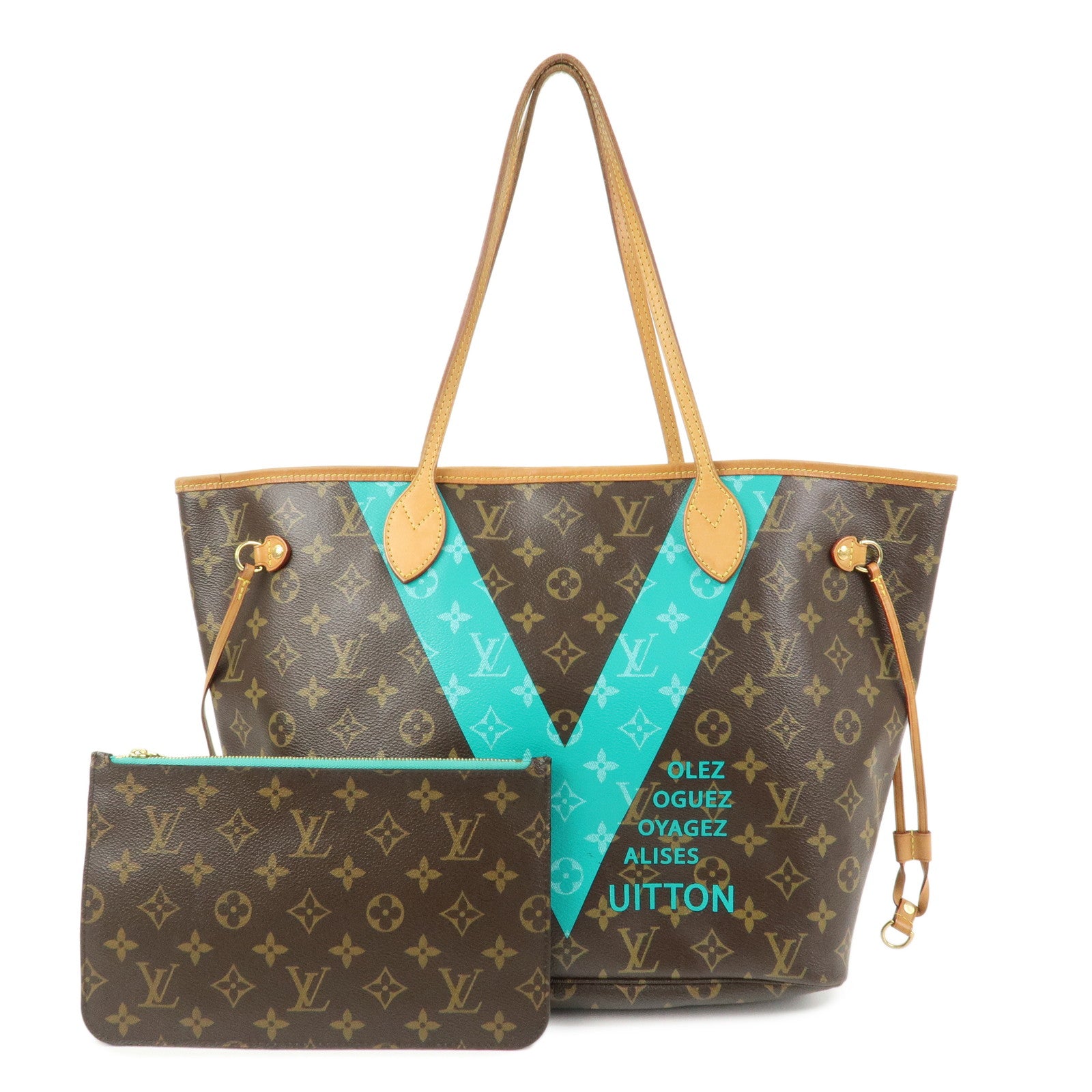 Louis Vuitton Monogram V Neverfull MM Tote Bag Turquoise M41601