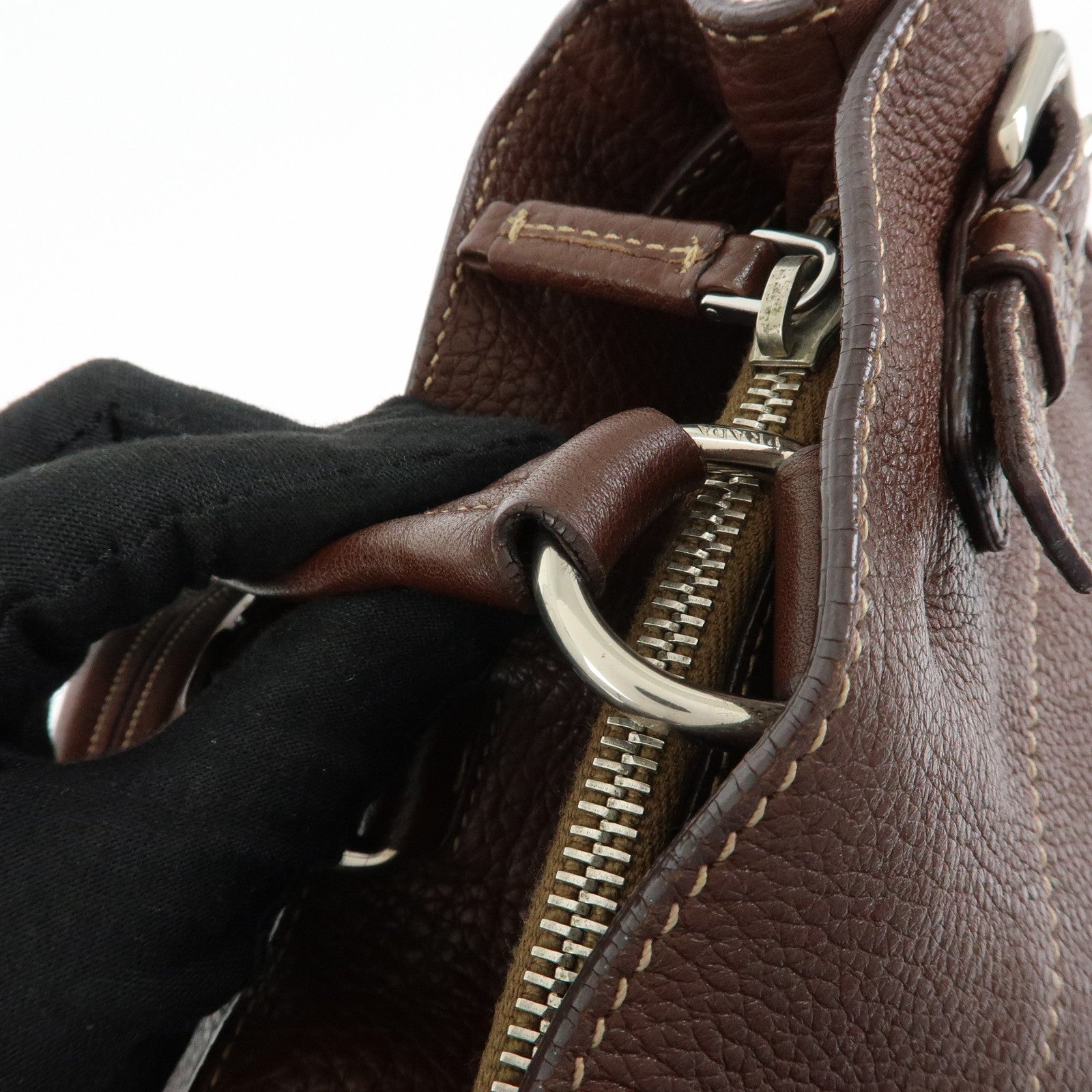 PRADA Vitello Daino Leather Shoulder Bag Tote Bag Brown BR3250