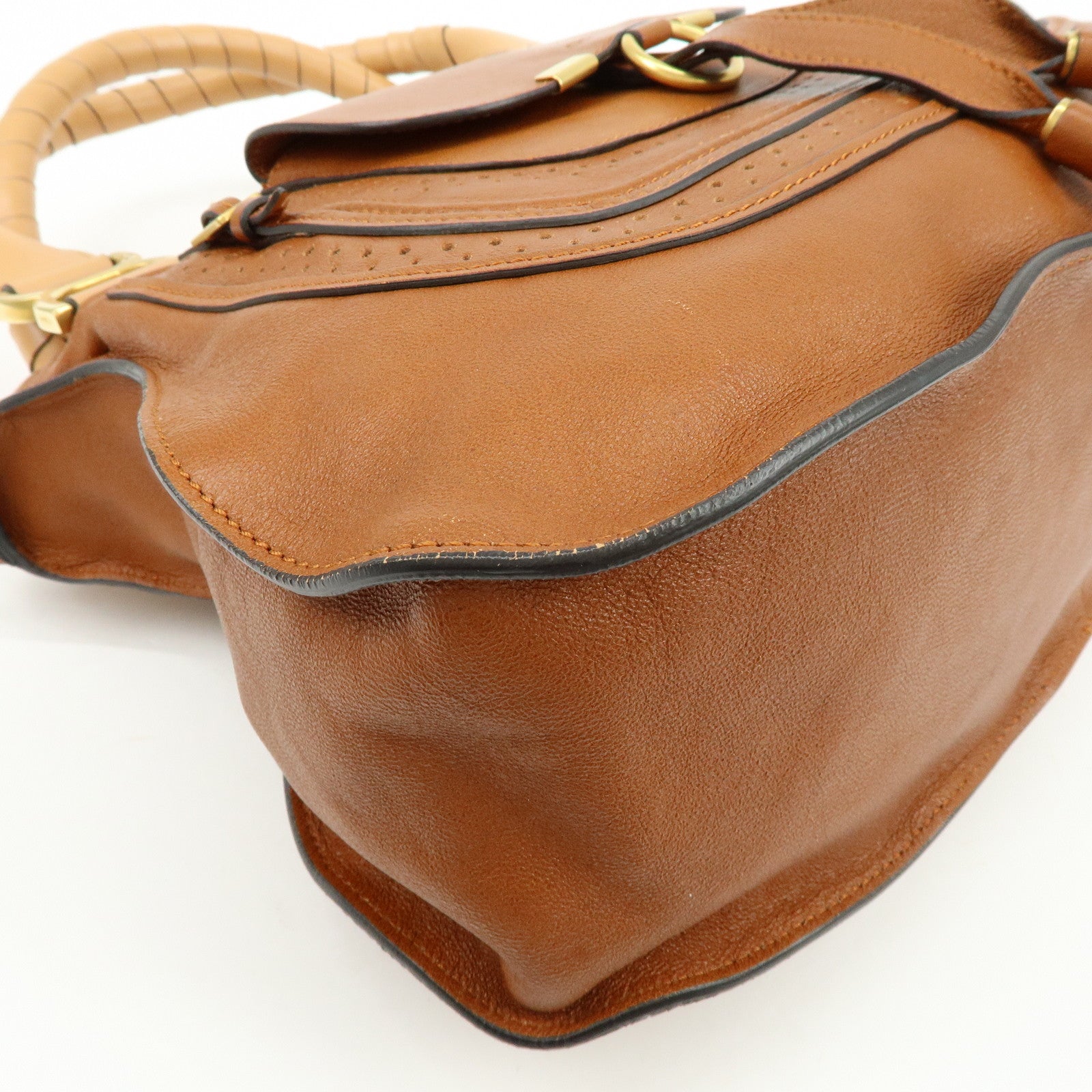 Chloe Marcie Leather 2Way Bag Shoulder Bag Hand Bag Brown