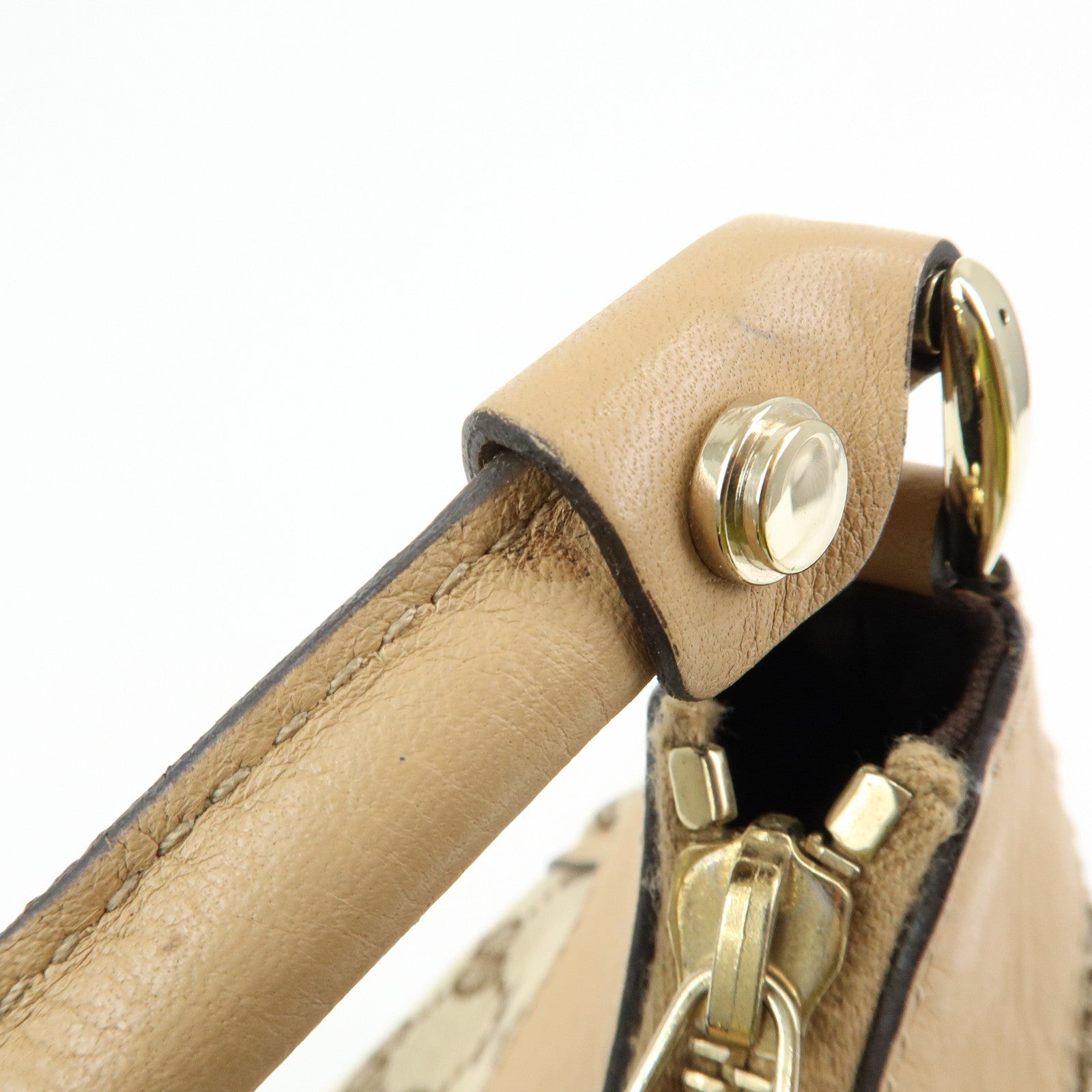 GUCCI Abbey GG Canvas Leather Shoulder Bag Hand Bag Brown 189833