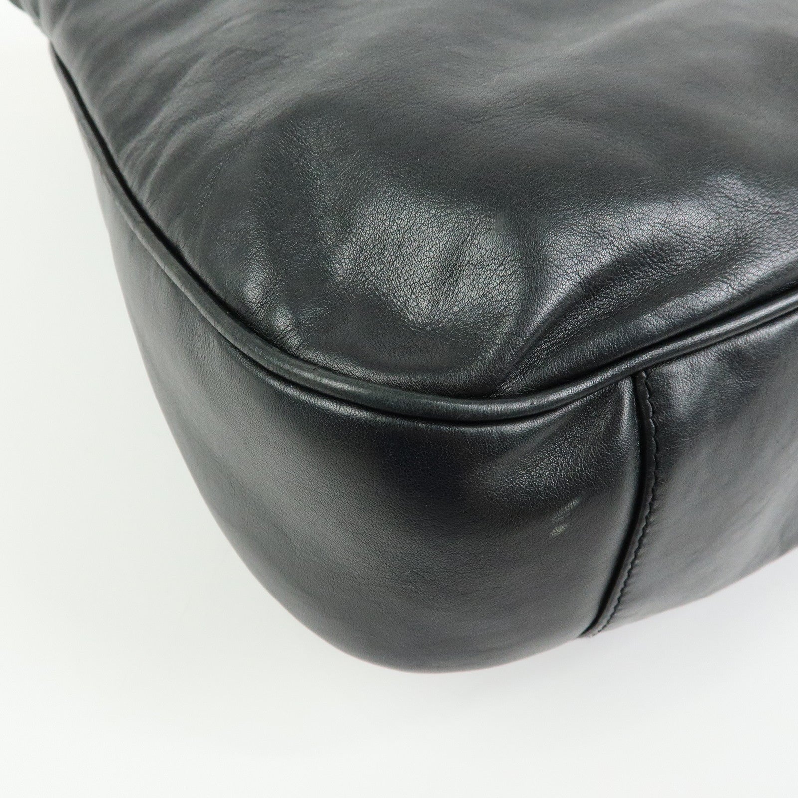 GUCCI Bamboo Leather 2Way Bag Hand Bag Shoulder Bag Black 001・1781