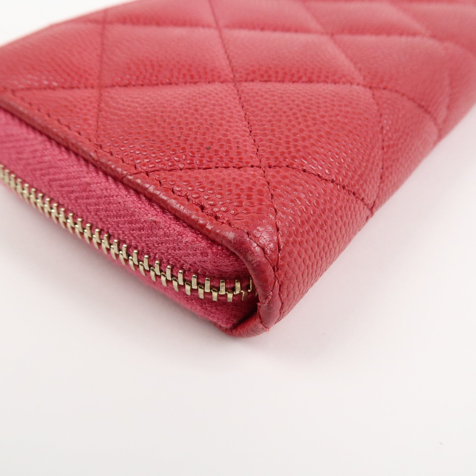 CHANEL COCO Mark Caviarskin Round Zippy Long Wallet Pink