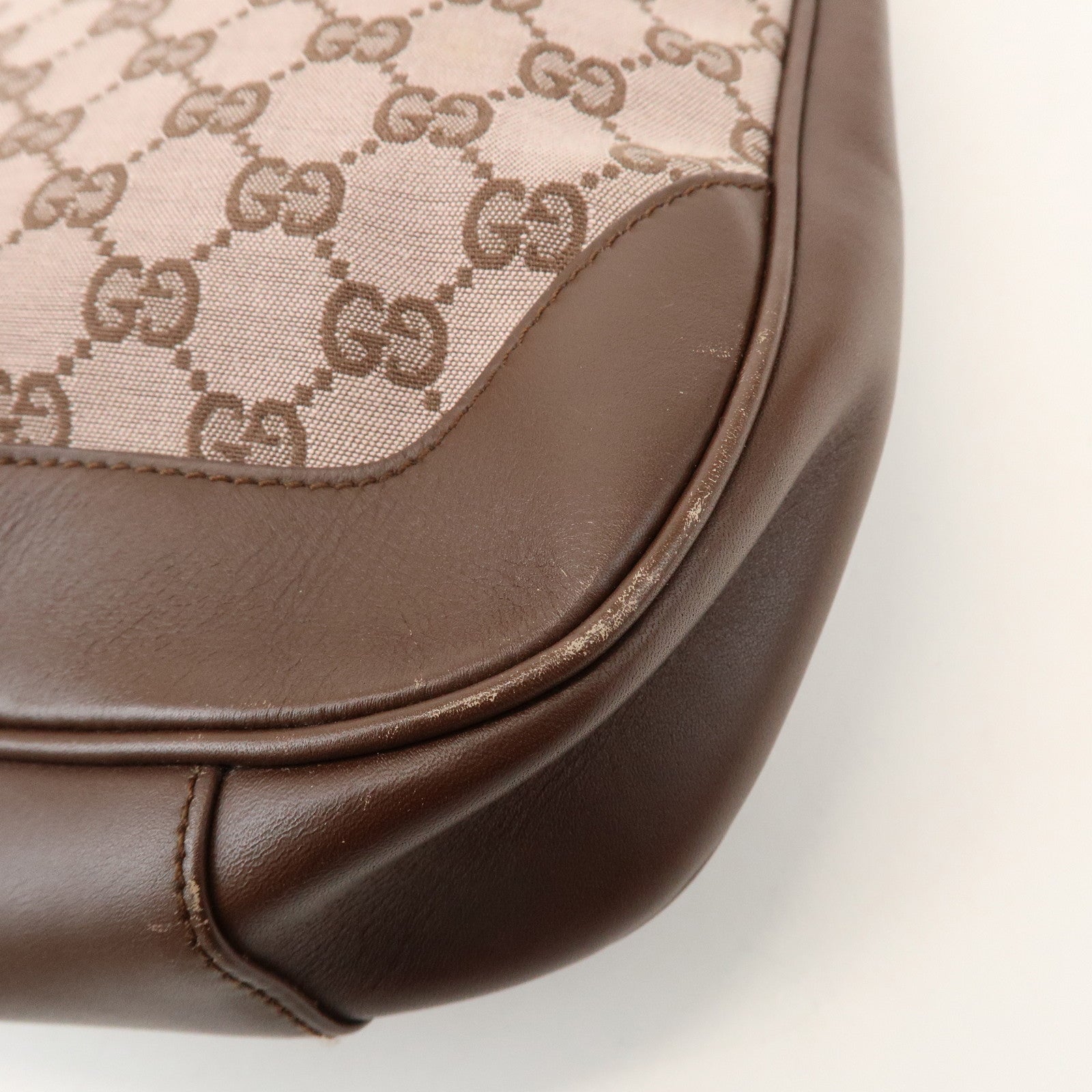 GUCCI Bamboo GG Canvas Leather 2Way Bag Brown 001・4095・001553