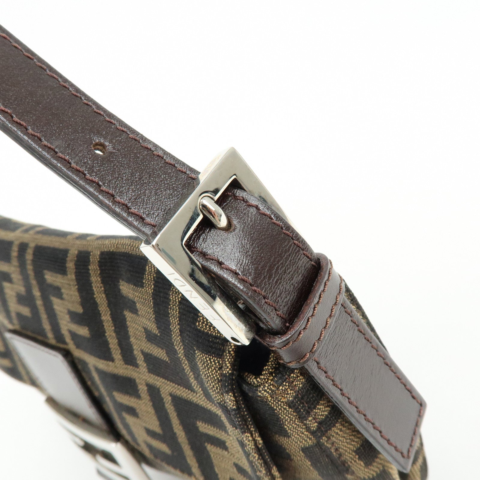 FENDI Mamma Baguette Jacquard Canvas Leather Hand Bag 17132642
