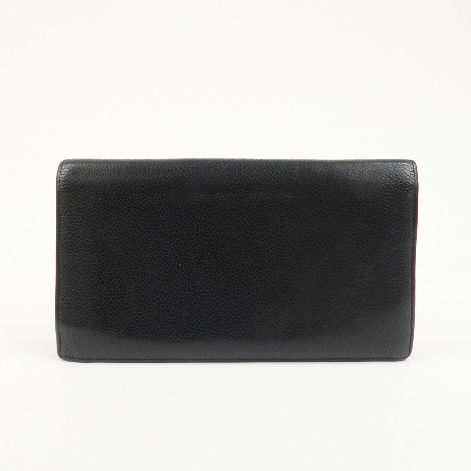 CHANEL COCO Mark Caviarskin Bi-fold Long Wallet Black A48651
