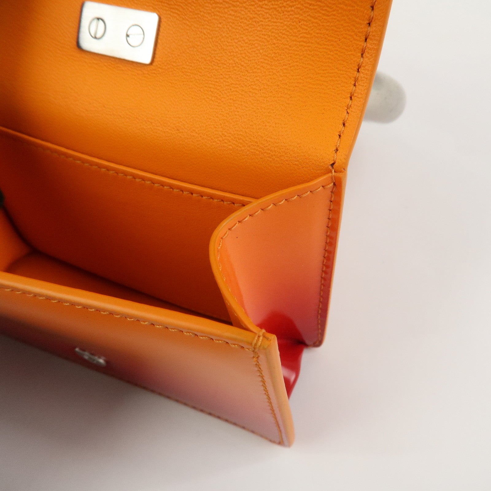 Ferragamo Patent Leather Hand Bag Orange