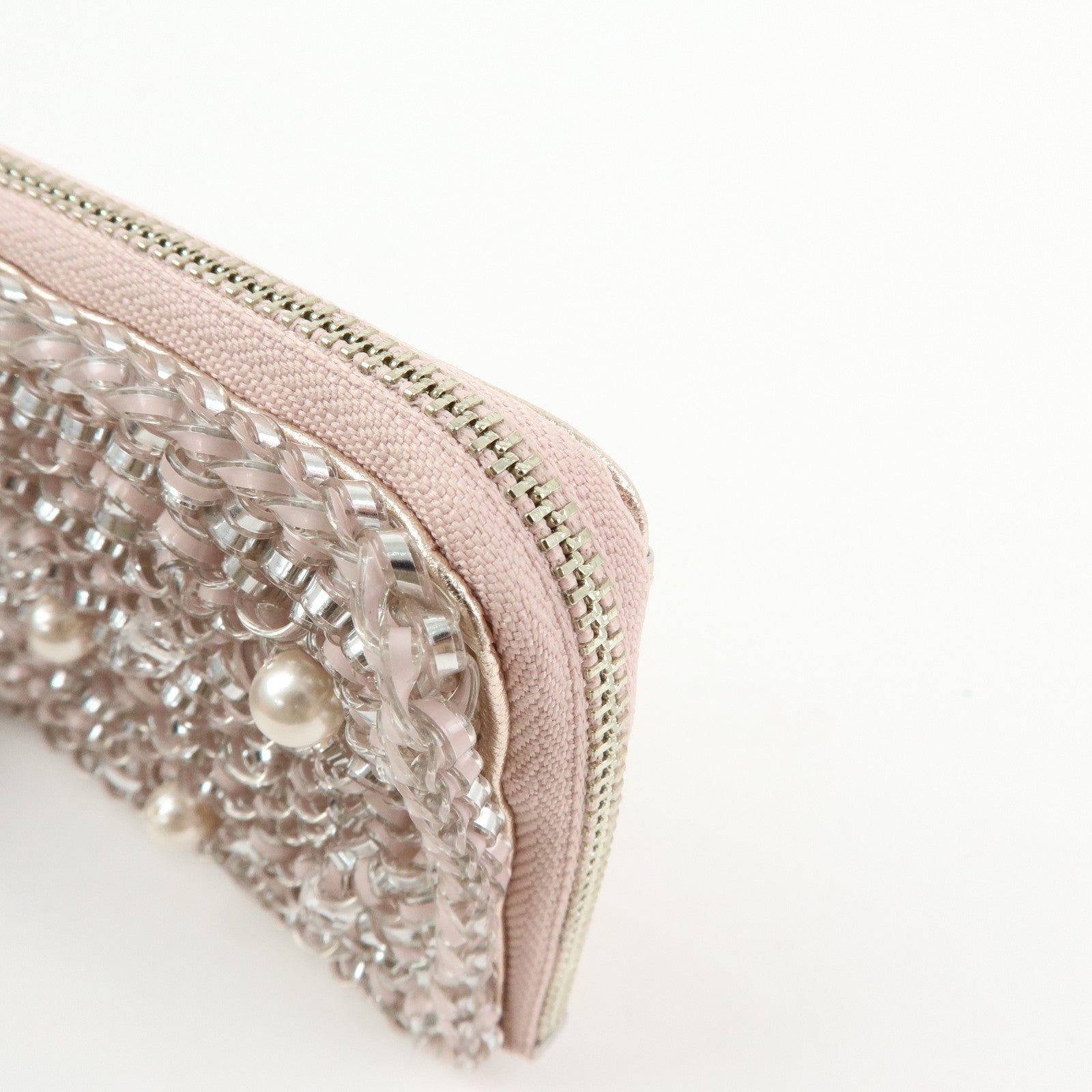 ANTEPRIMA Miss Clio PearlⅡPVC Wire Compact Wallet Metallic Pink