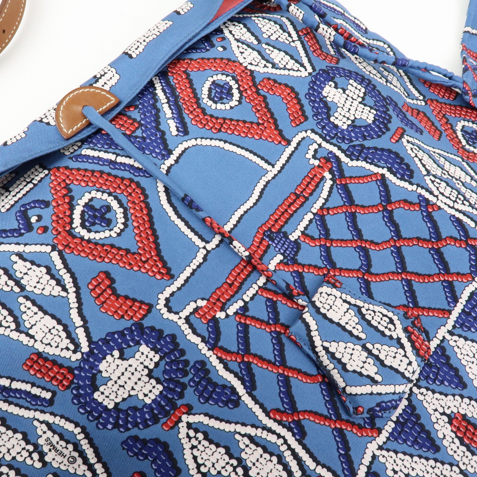 HERMS Silky City PM Silk Leather Shoulder Bag Kelly en Perles Blue