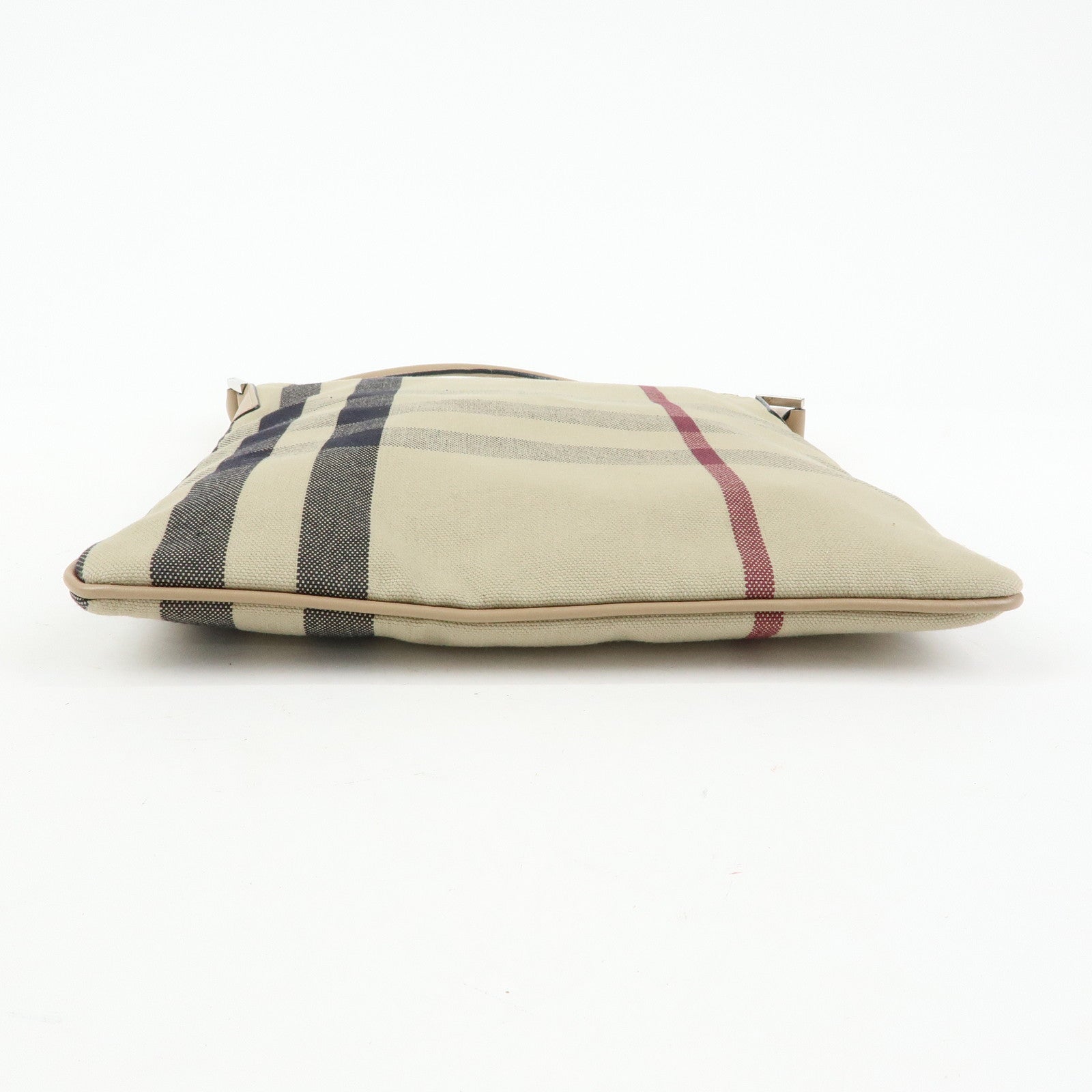 BURBERRY Nova Plaid Canvas Leather Shoulder Bag Beige