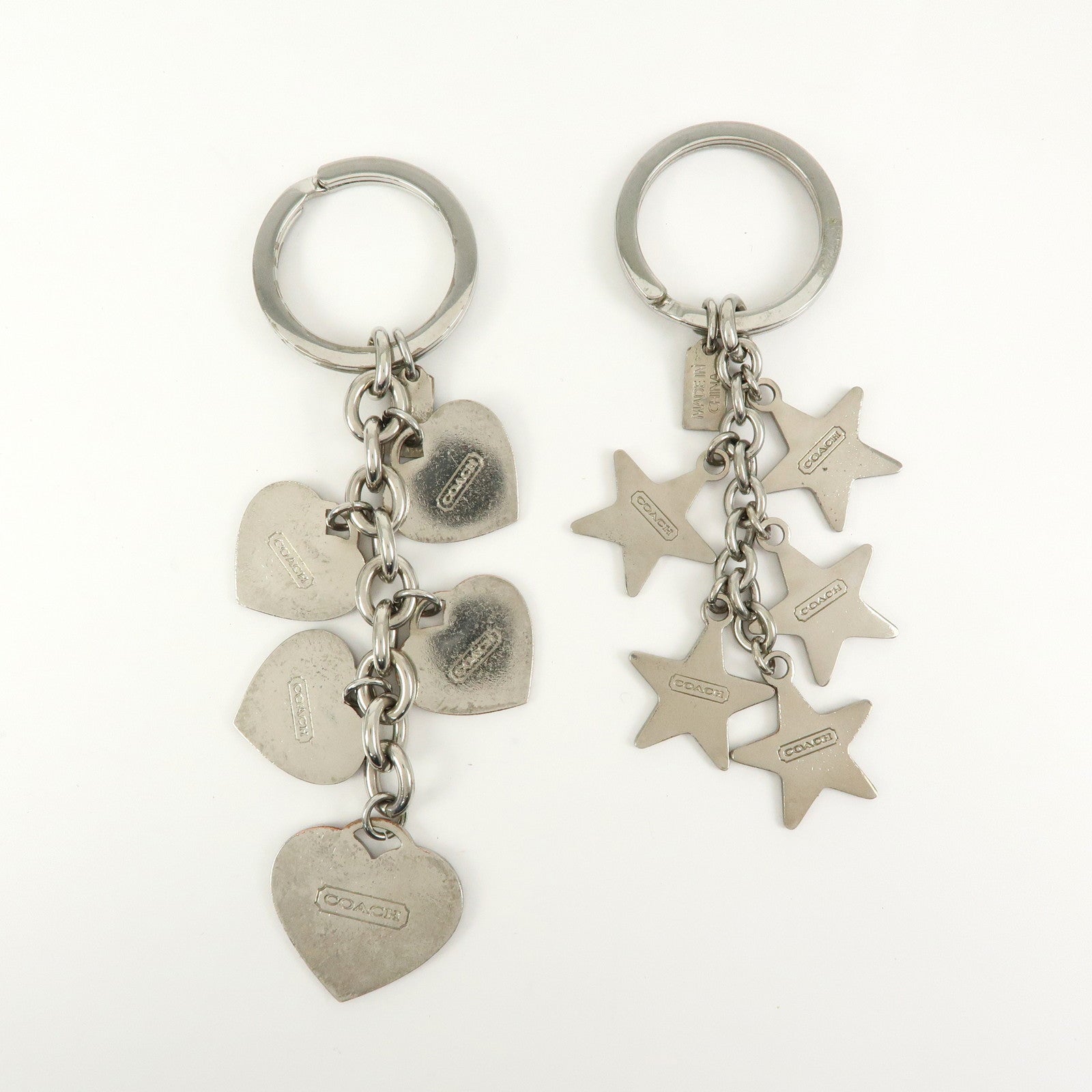 COACH Set of 2 Signature Metal Bag Charm Key Holder Multicolor