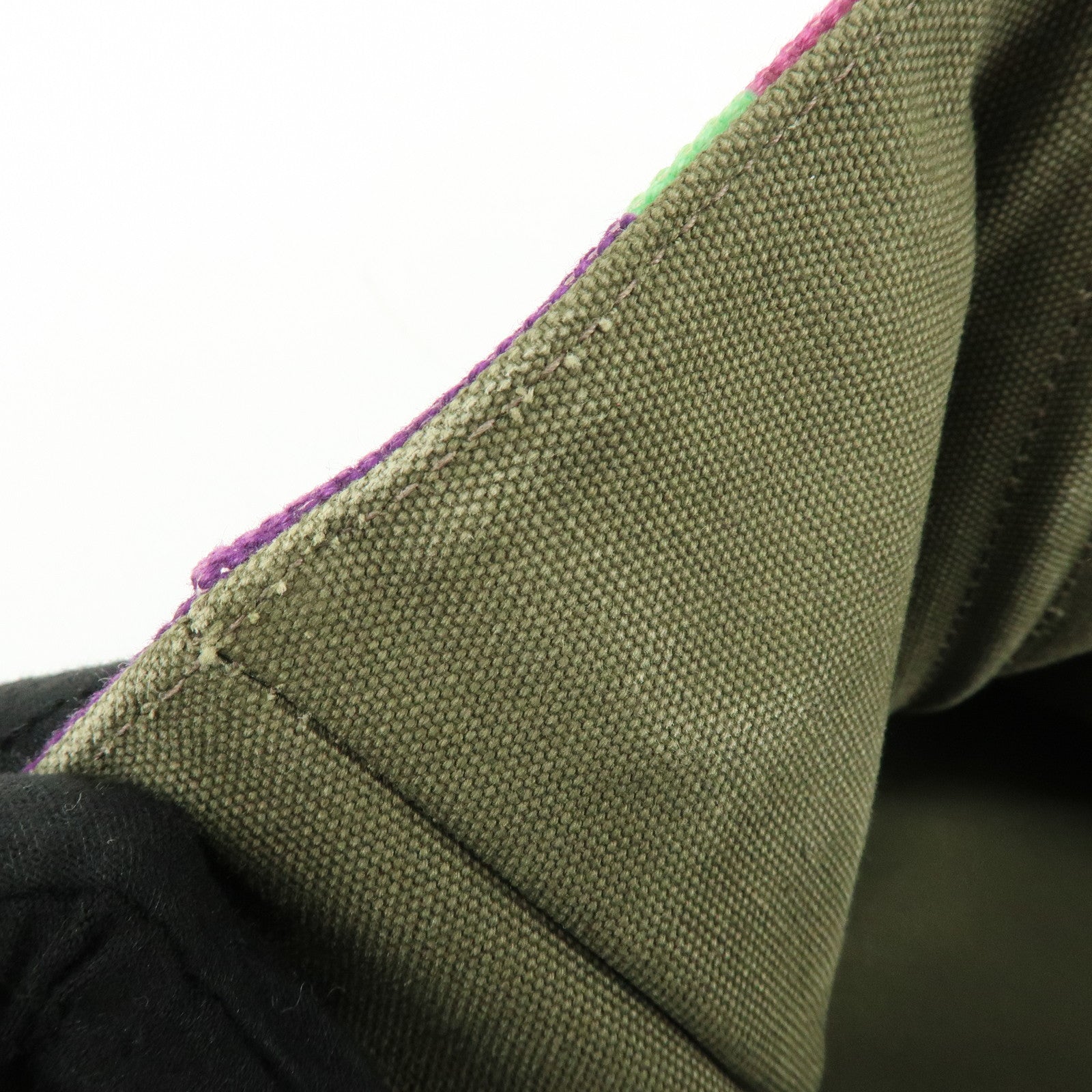 PRADA Triangle Logo Canapa Large Canvas Tote Bag Hand Bag BN1872