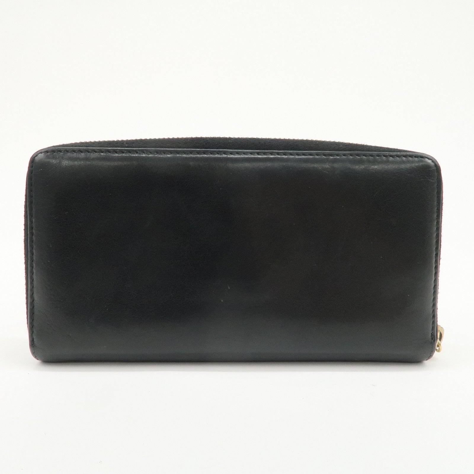 GUCCI Bamboo Logo Leather Round Zippy Wallet Black 224253