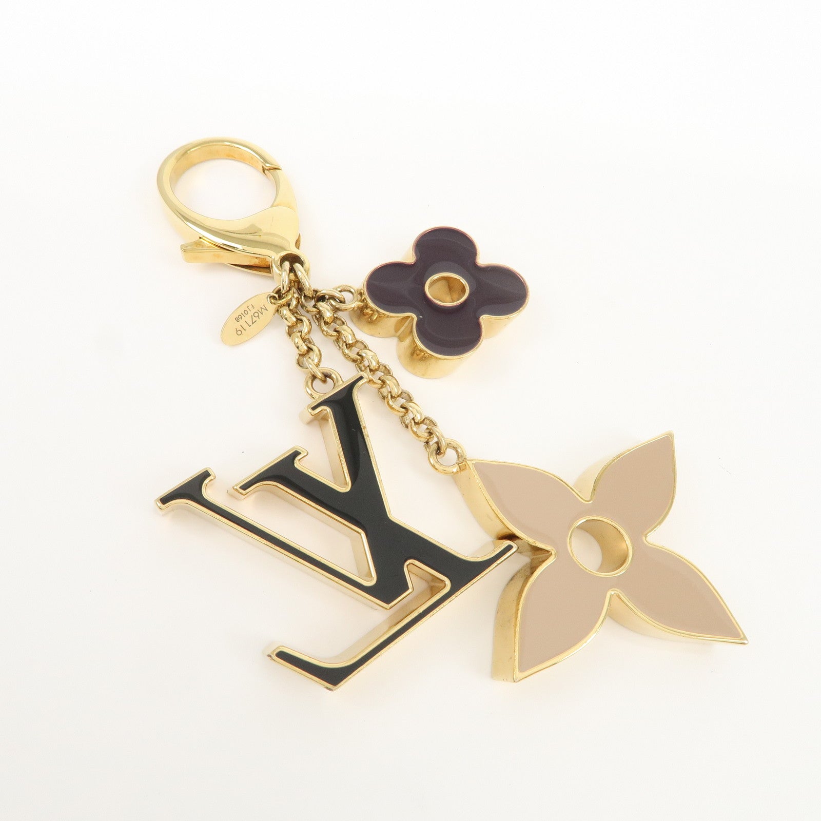 Louis Vuitton Fleur de Monogram Key Chain Bag Charm Gold M67119