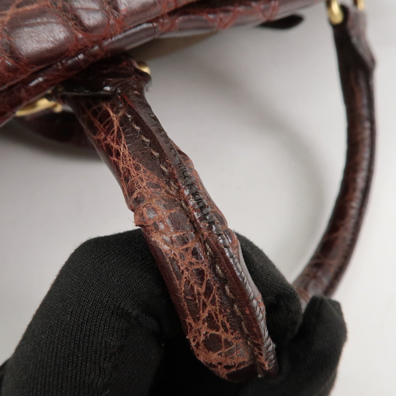 PRADA Logo Canvas Embossed Leather 2Way Shoulder Bag Hand Bag Brown