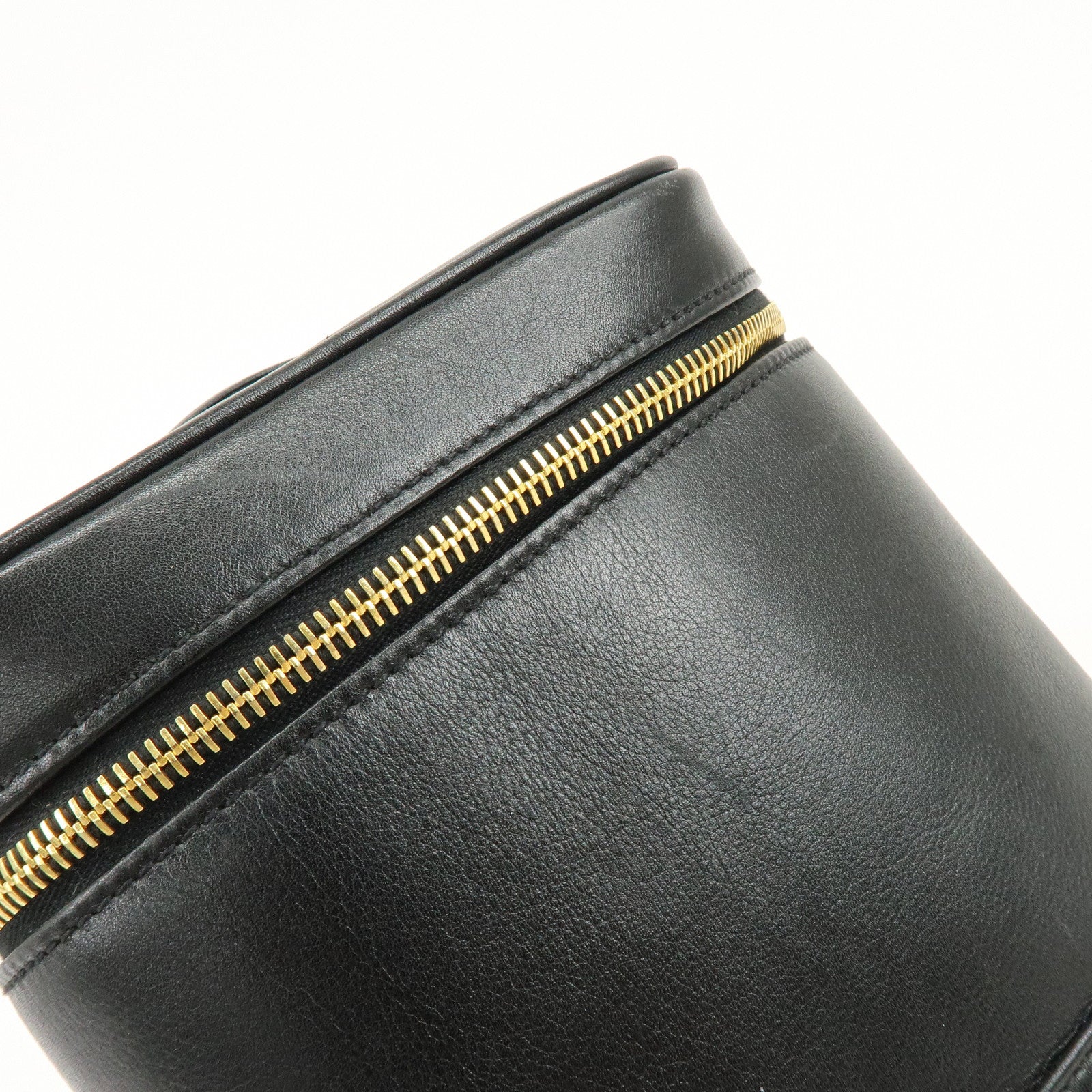 CHANEL Bicolore Lamb Skin Vanity Bag Hand Bag Black A01619