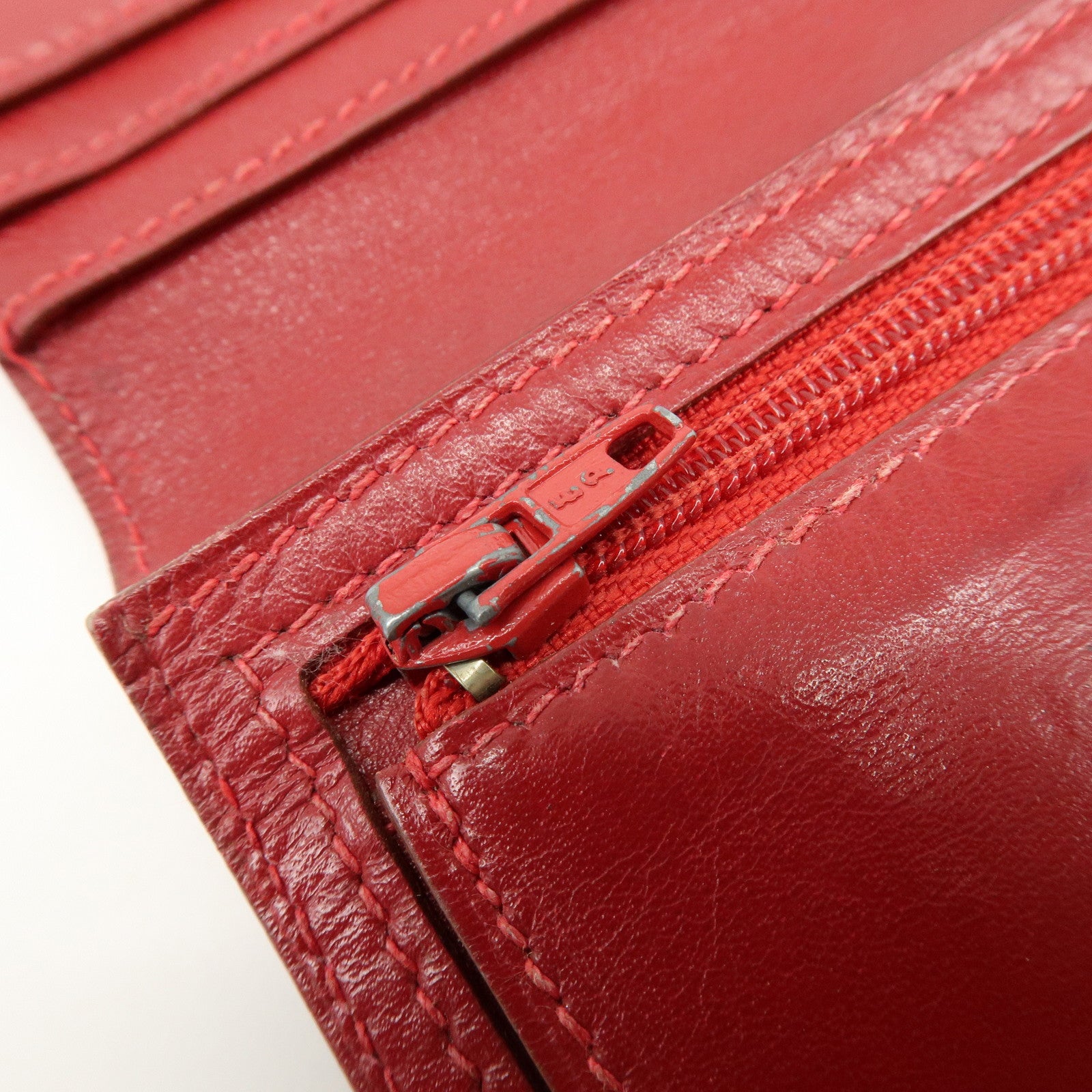 HERMES Bearn Classic Box Calf Bi-fold Long Wallet □～ Stamped Red