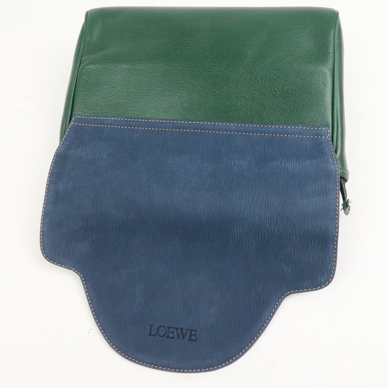 LOEWE Velazquez Suede Leather Clutch Bag Green Blue Gold HDW