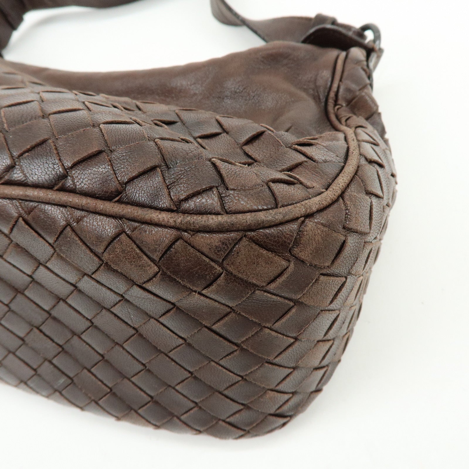 BOTTEGA VENETA Intrecciato Leather Shoulder Crossbody Bag Brown